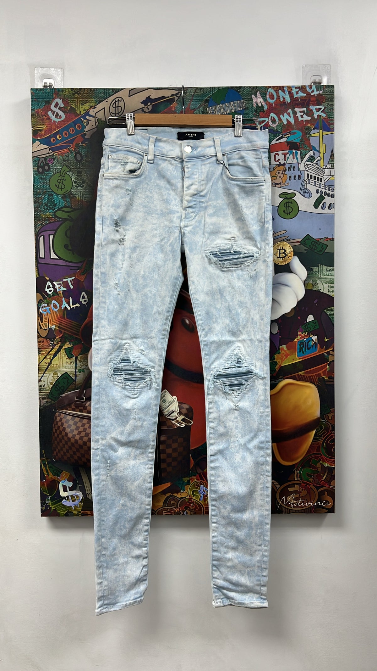 Amiri MX1 Mineral Blue Patch Jeans
