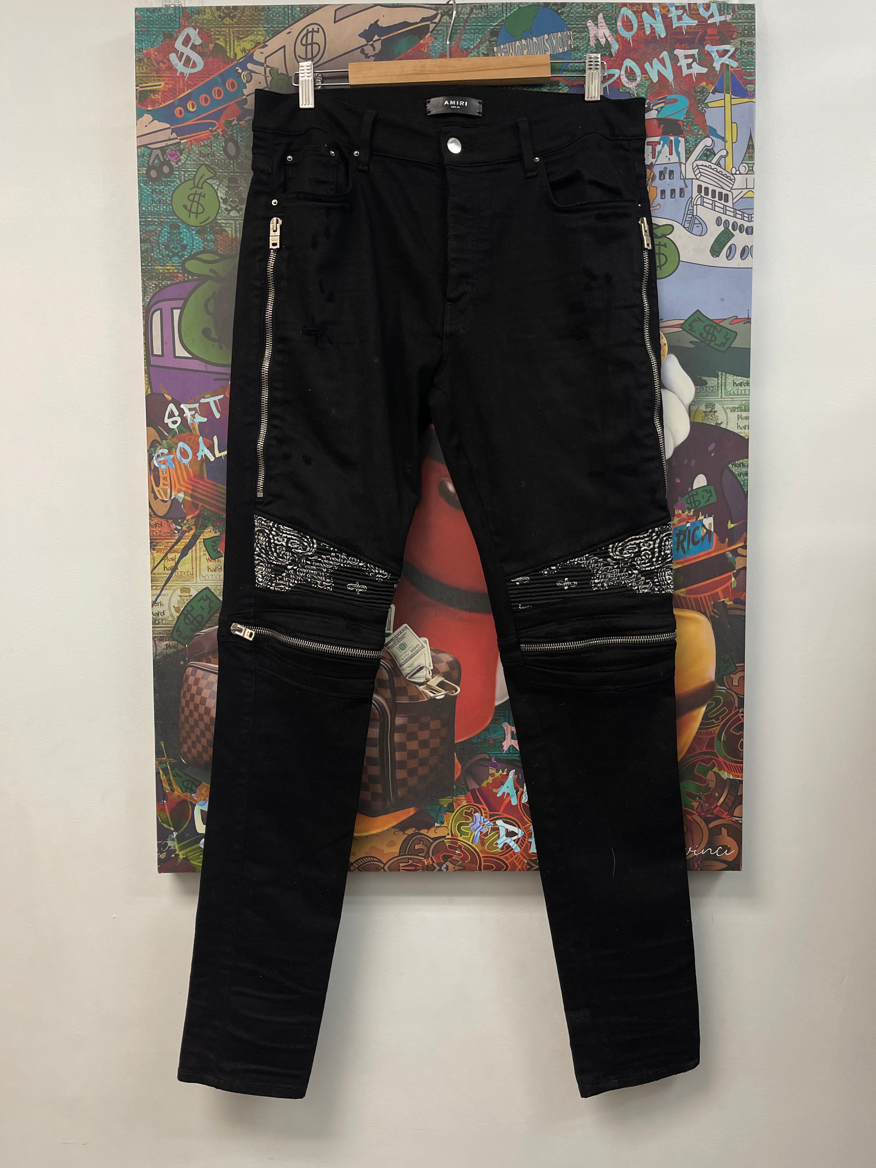 Amiri Black Paisley Patch MX2 Jeans