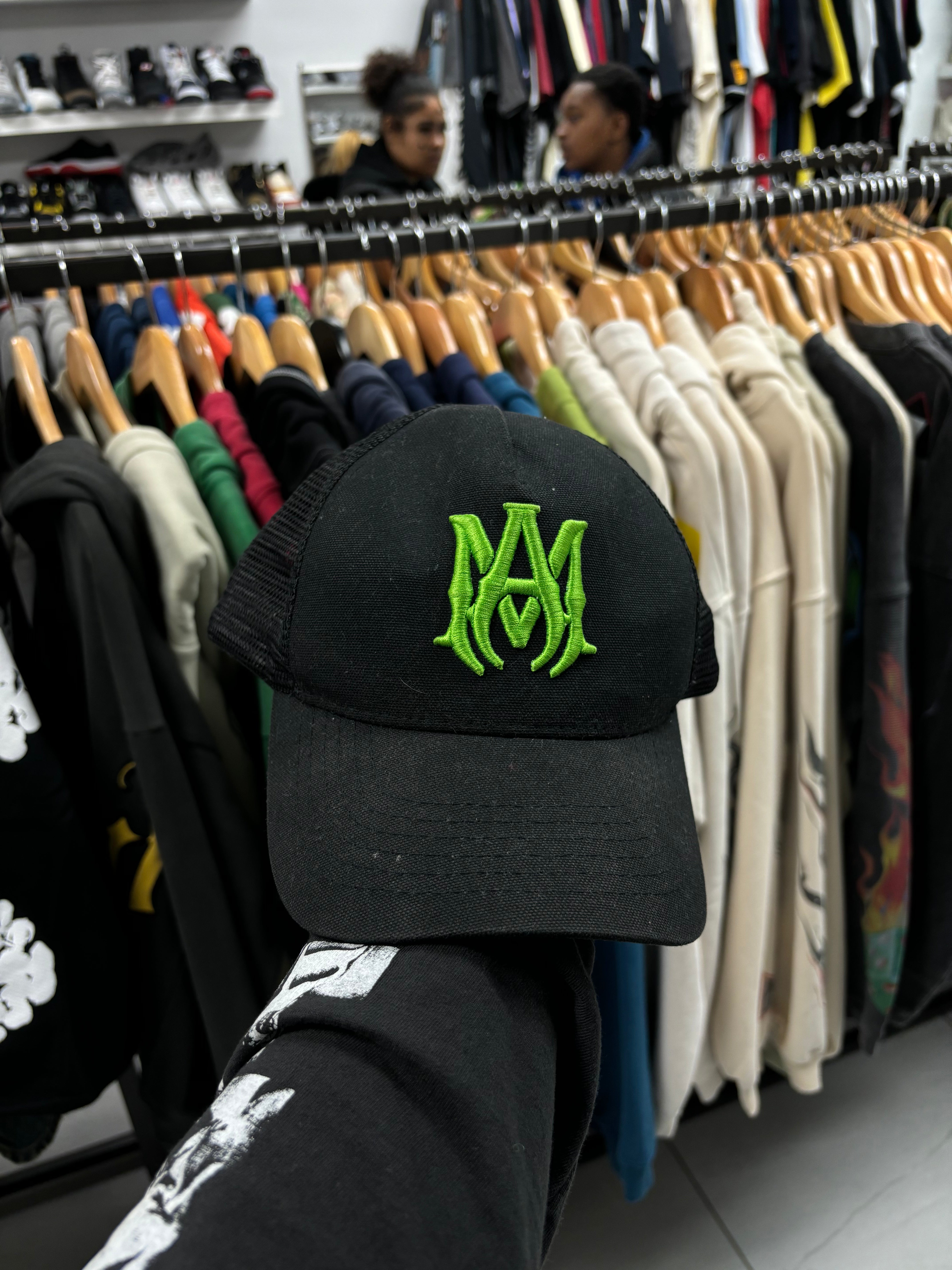 Amiri MA Trucker Black Slime Green Used OS