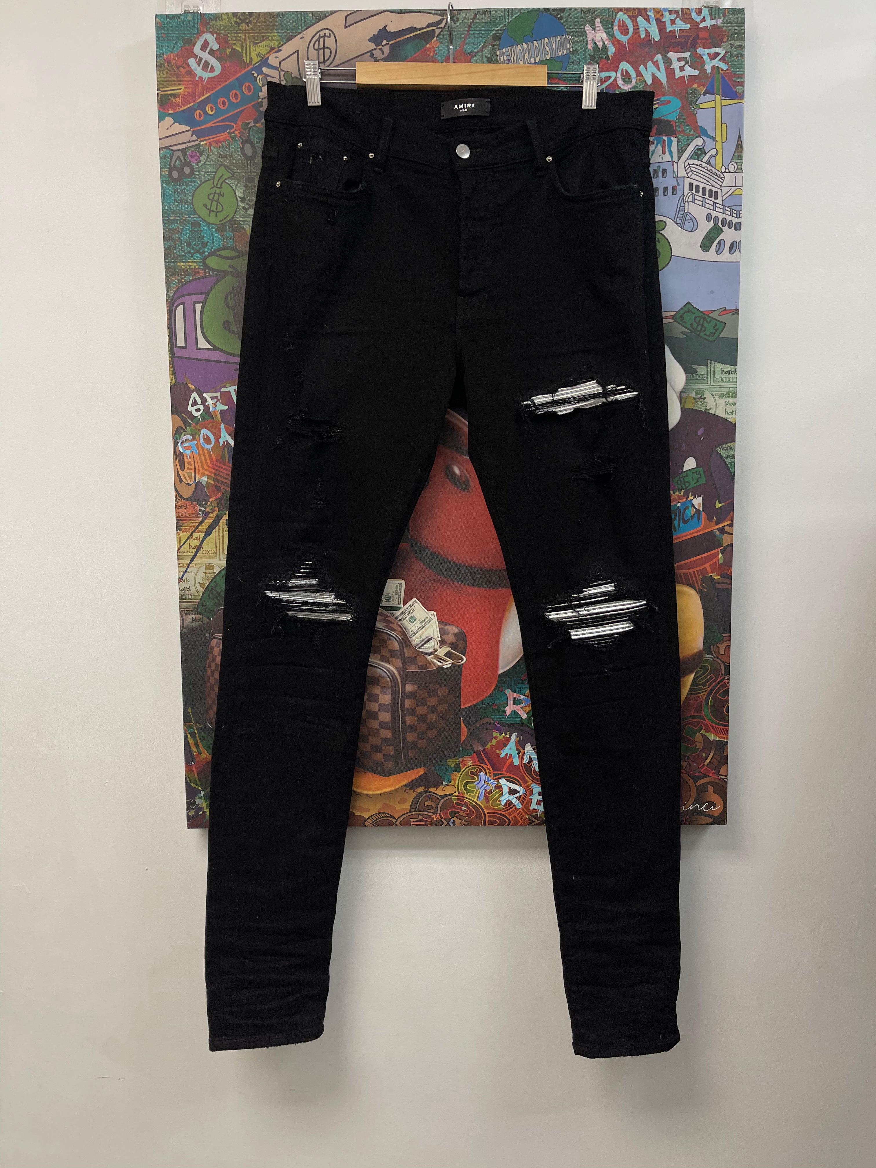 Amiri Black Silver Patch MX1 Jeans
