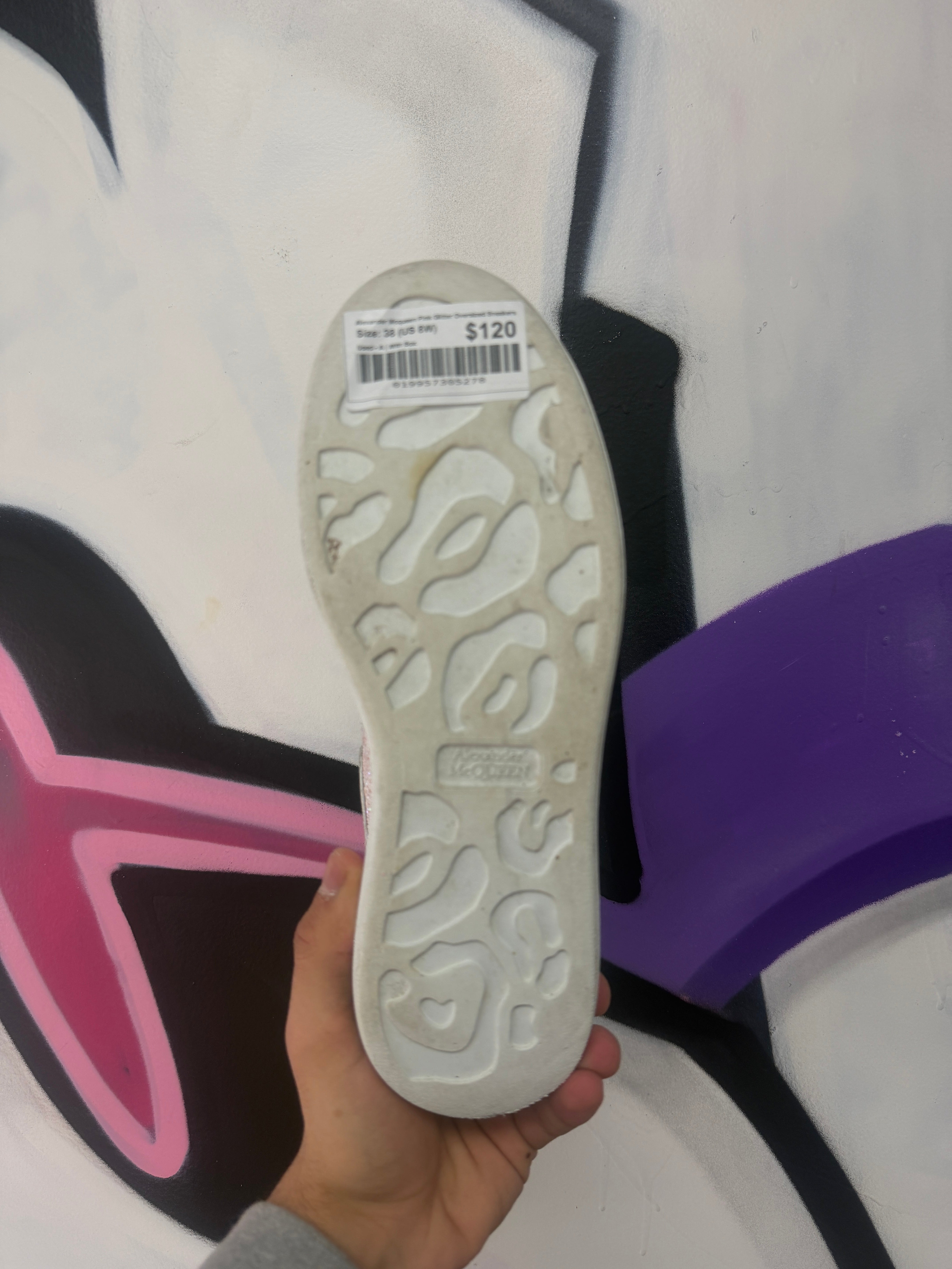 Alexander Mcqueen Pink Glitter Oversized Sneakers