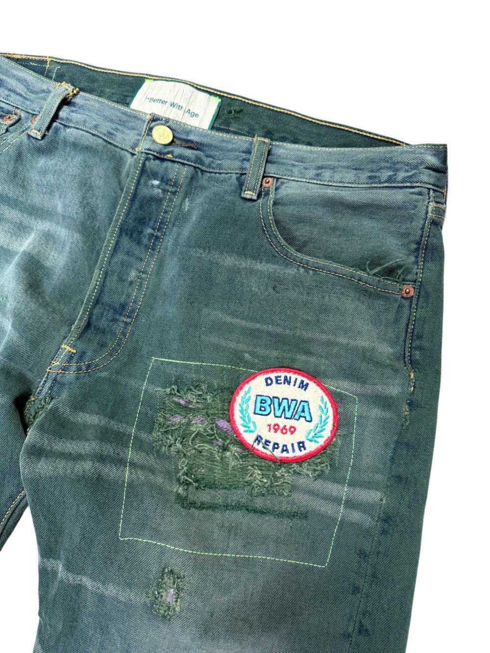 Better With Age Winslow Acid Green Wash Jeans