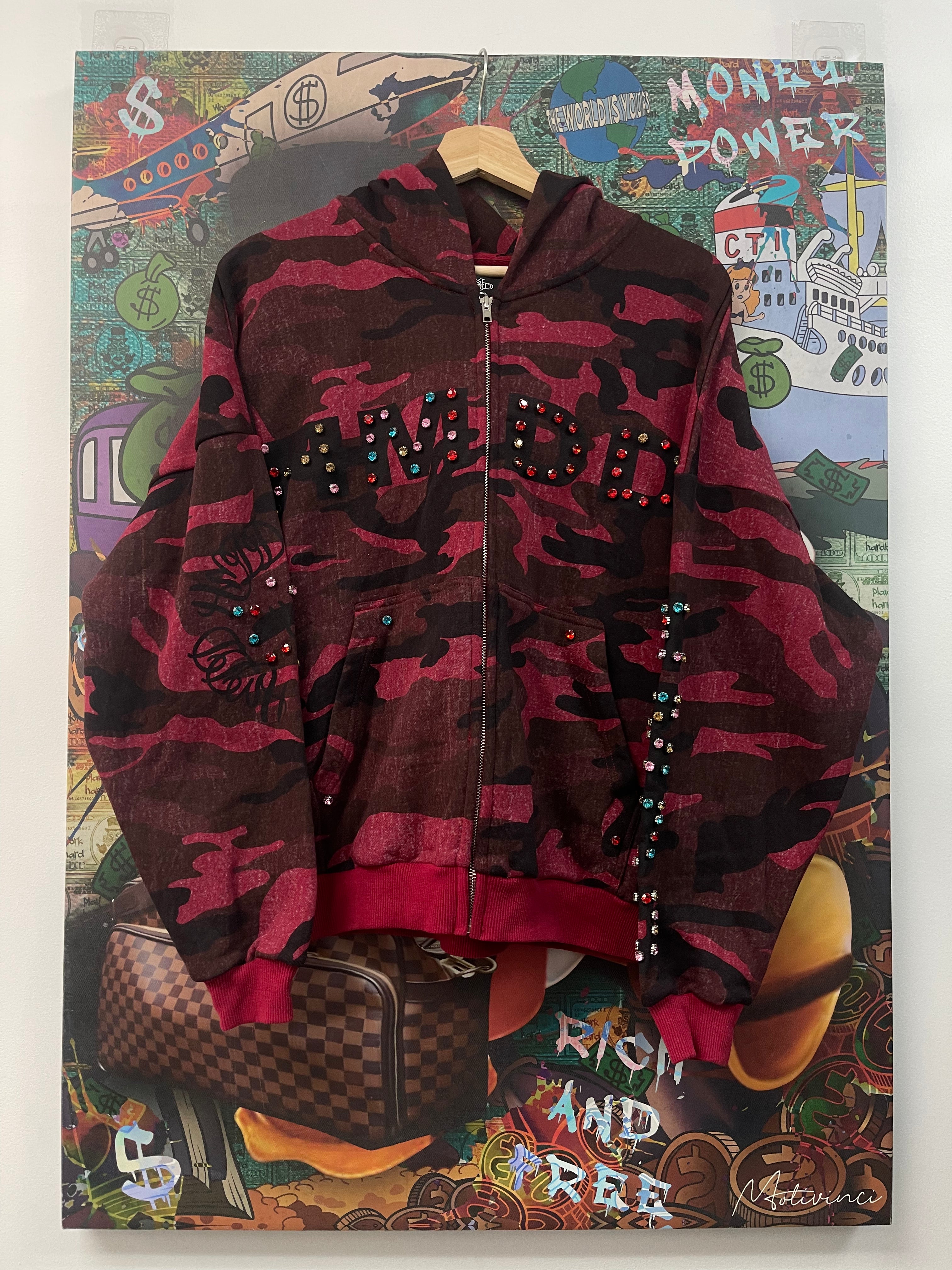 HMDD Red Camo Chimestone Zip Up Hoodie