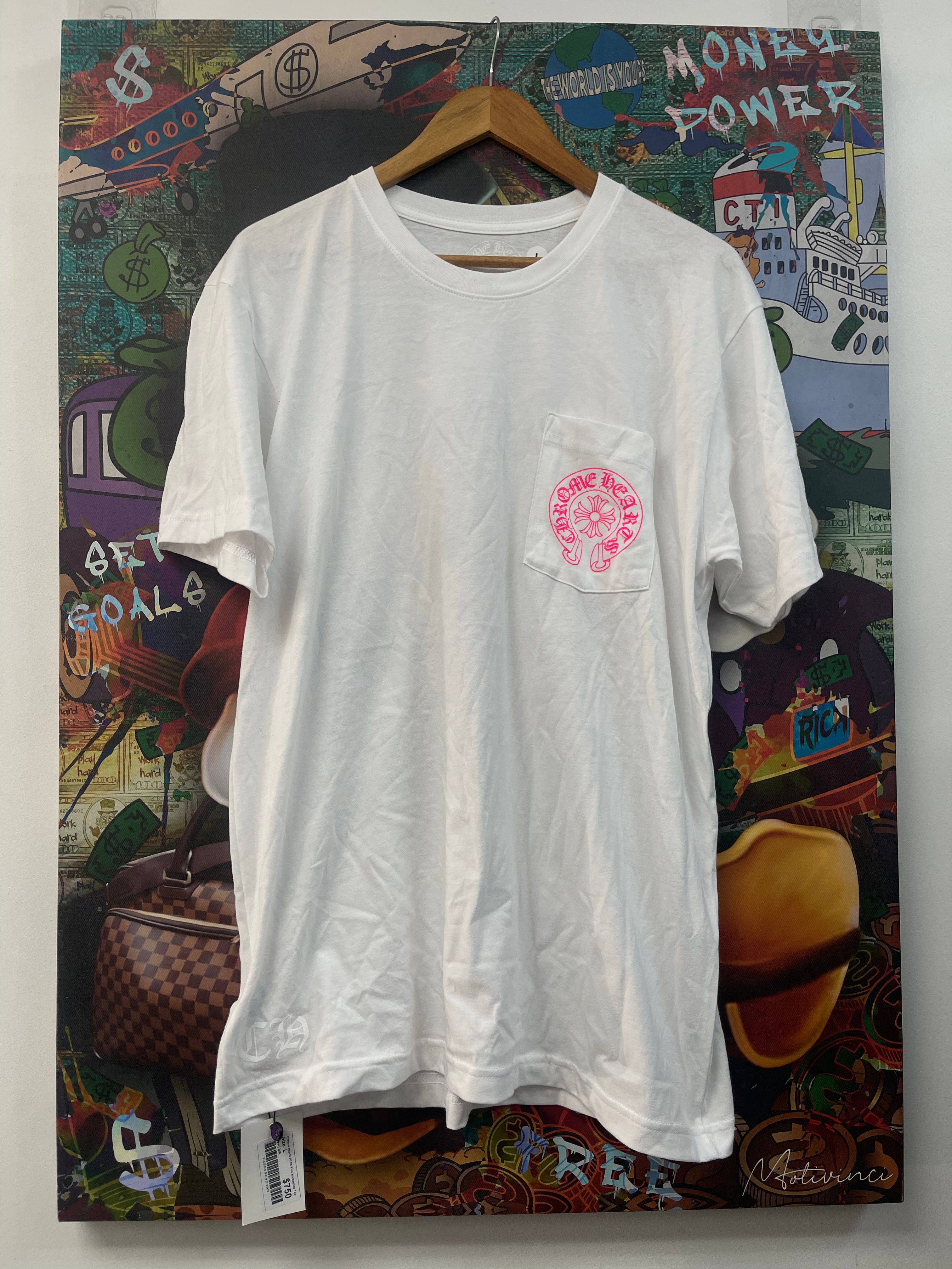 Chrome Hearts White Pink Horseshoe Tee