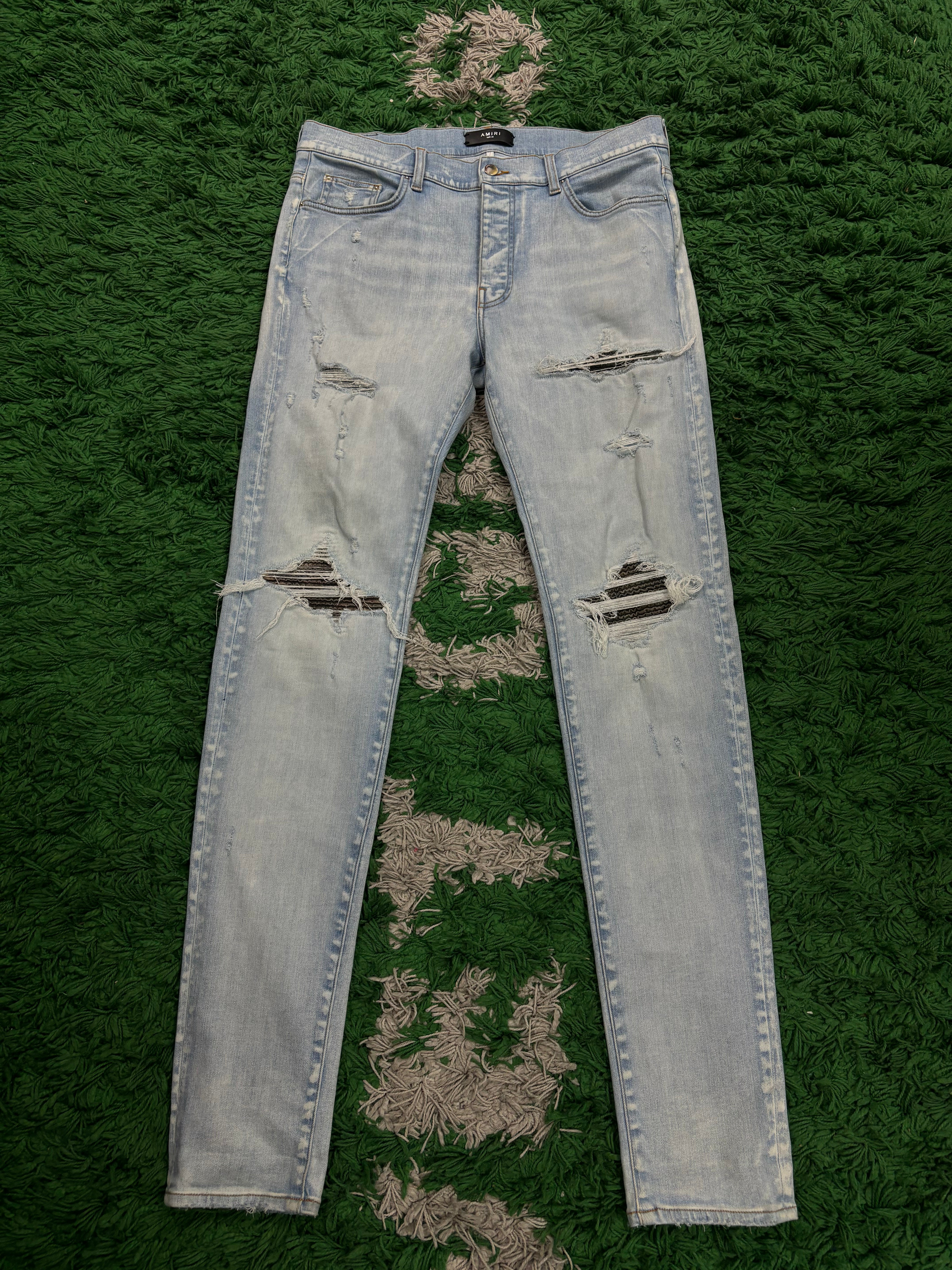 Amiri MX1 Light Wash Camo Patch Used 36