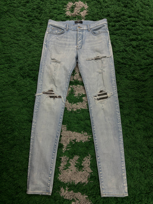 Amiri MX1 Light Wash Camo Patch  Used 36