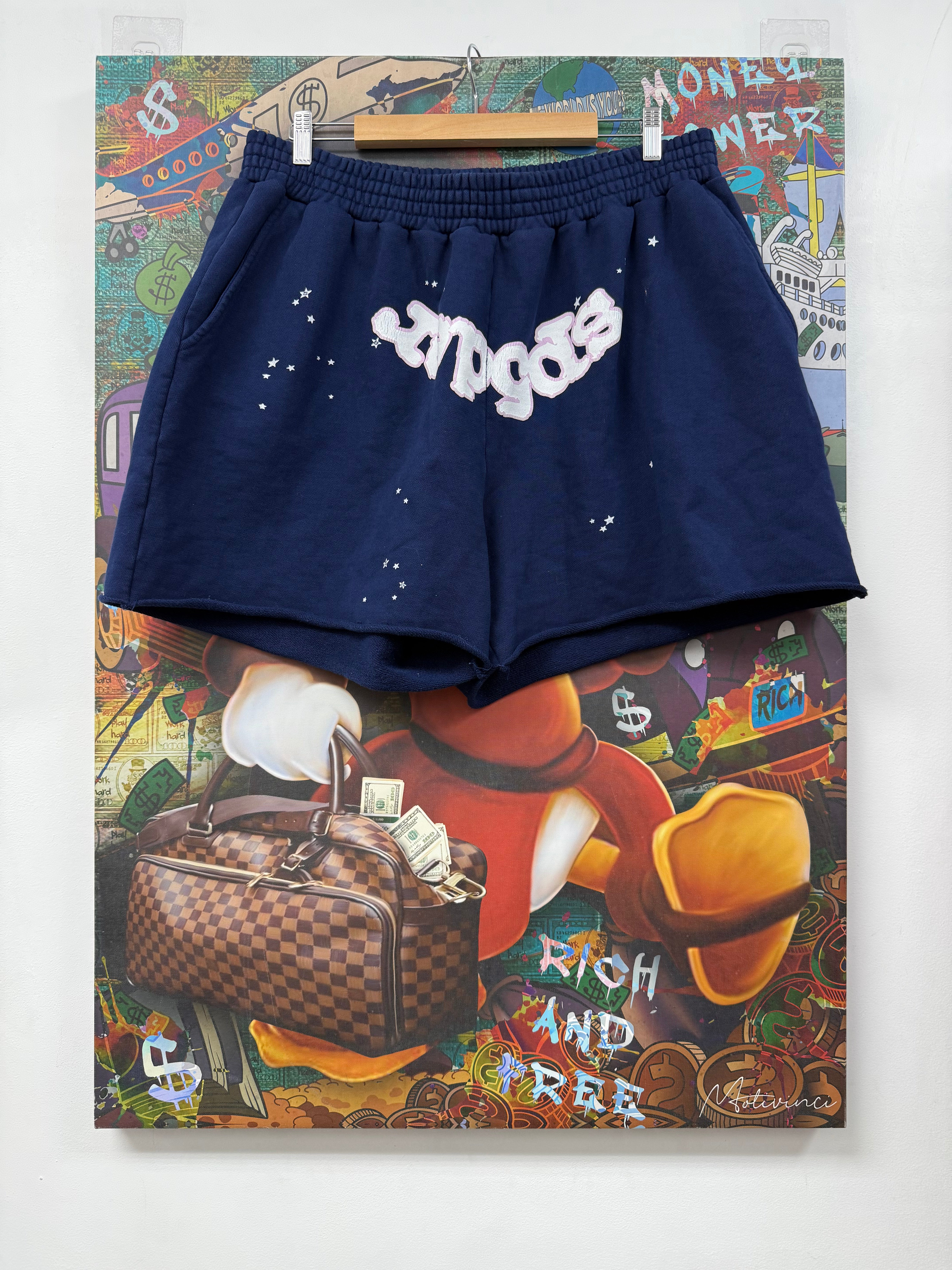 Sp5der Navy Pink Shorts