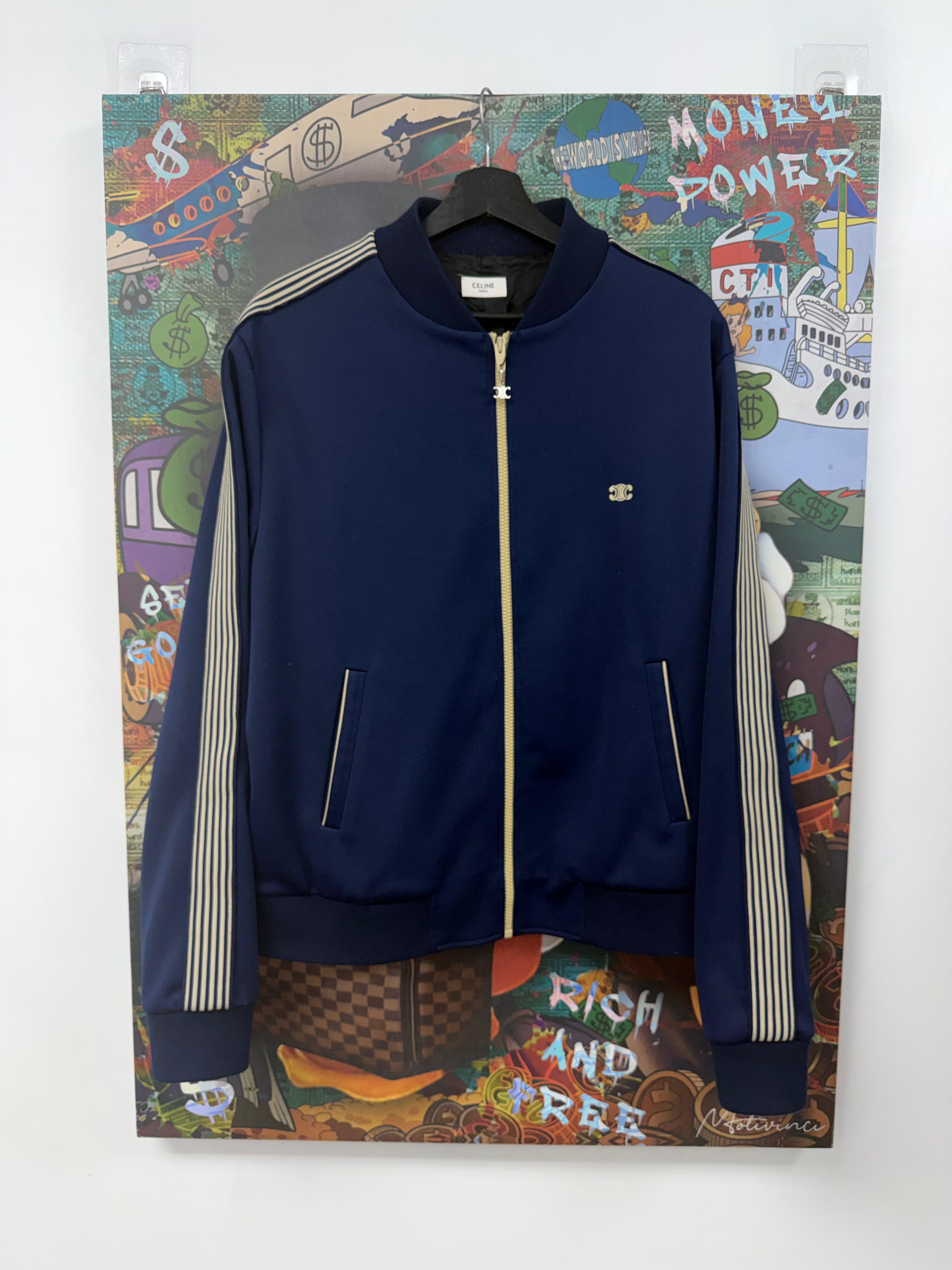 Celine Navy Gold Triomphe Track Jacket