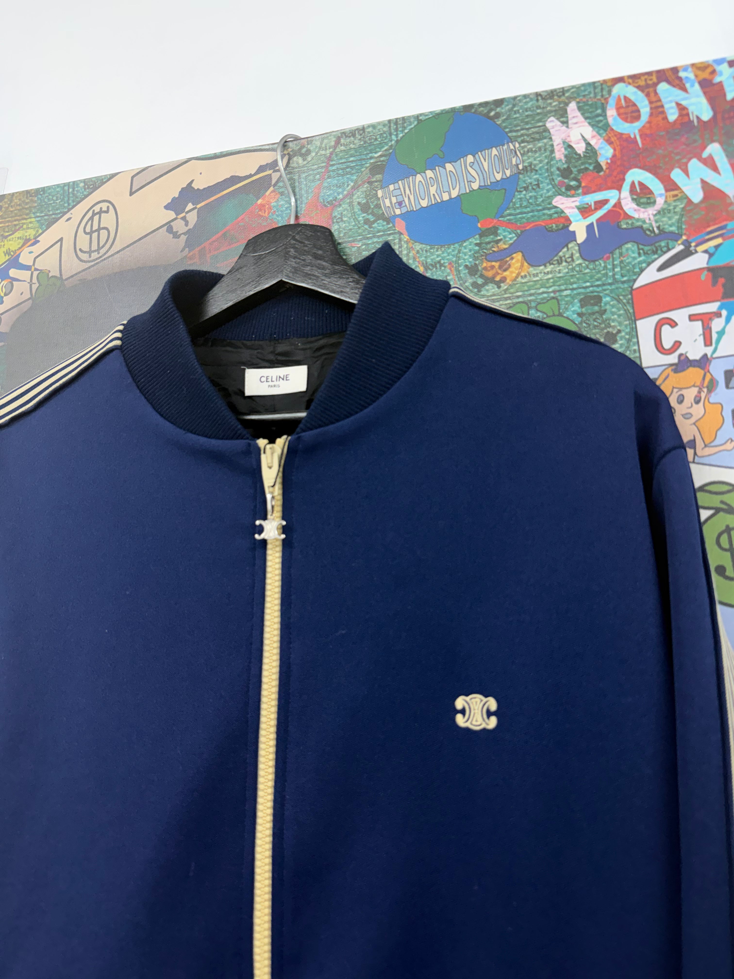 Celine Navy Gold Triomphe Track Jacket