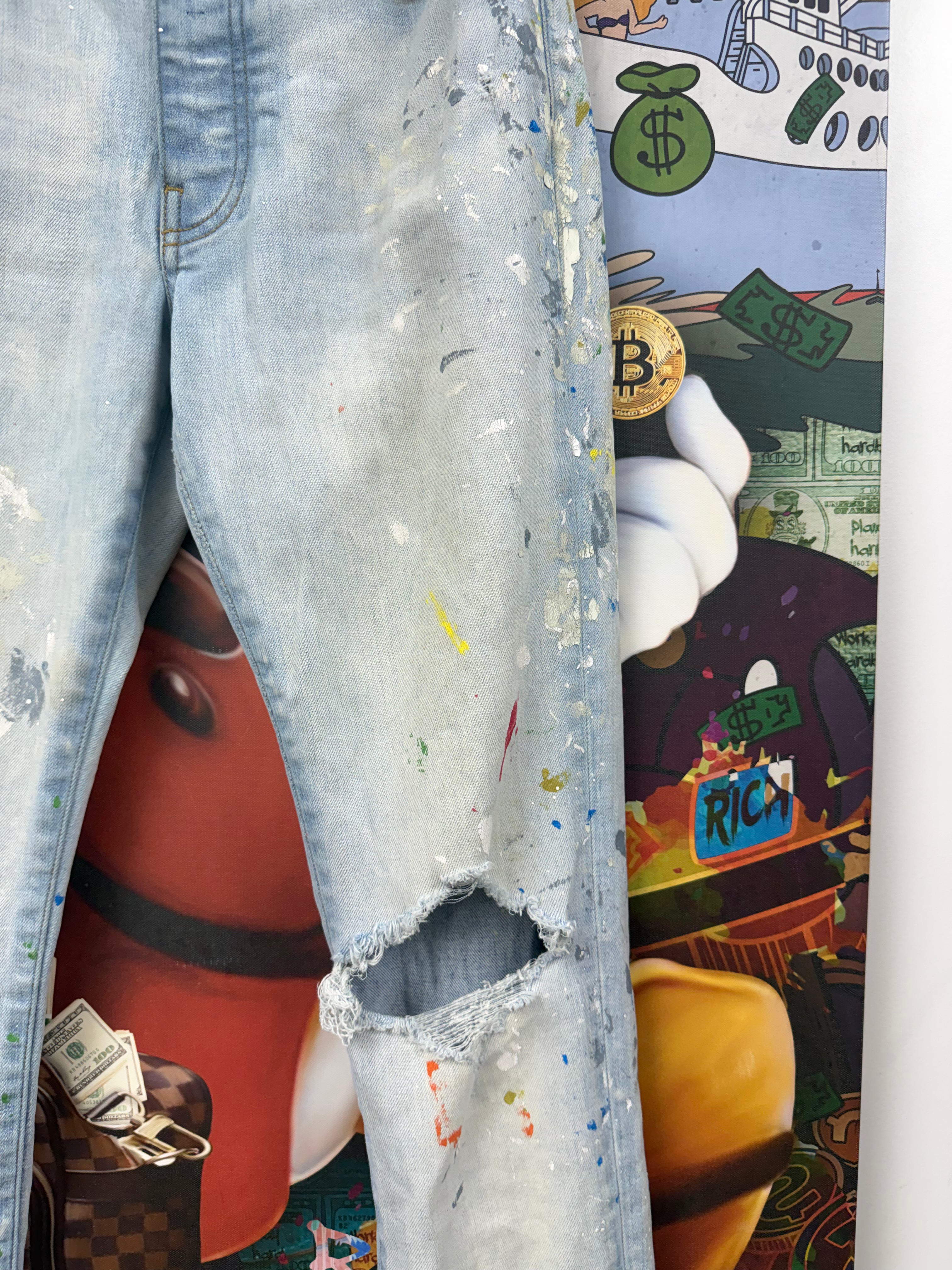 Amiri Light Wash Paint Splatter Thrasher Jeans