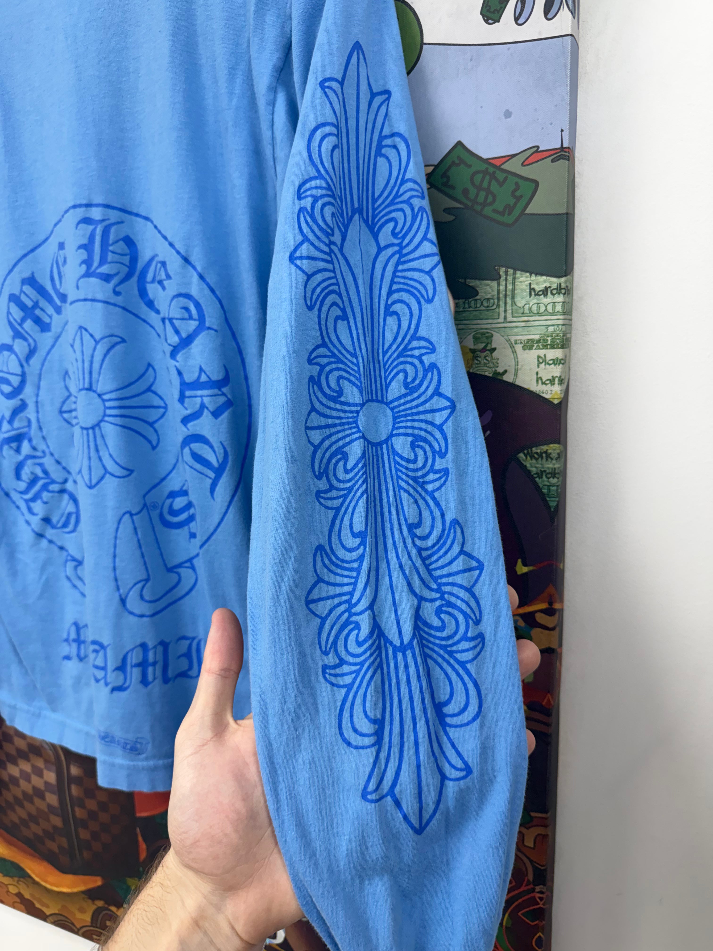 Chrome Hearts Blue Miami Horseshoe Floral Long Sleeve
