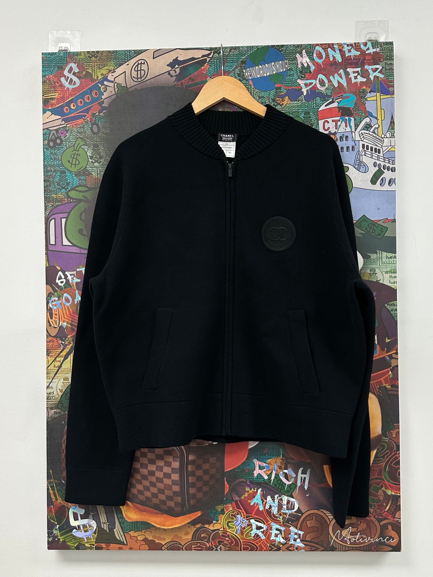 Chanel Track Jacket Black Used XXL (Fits Medium) N/A