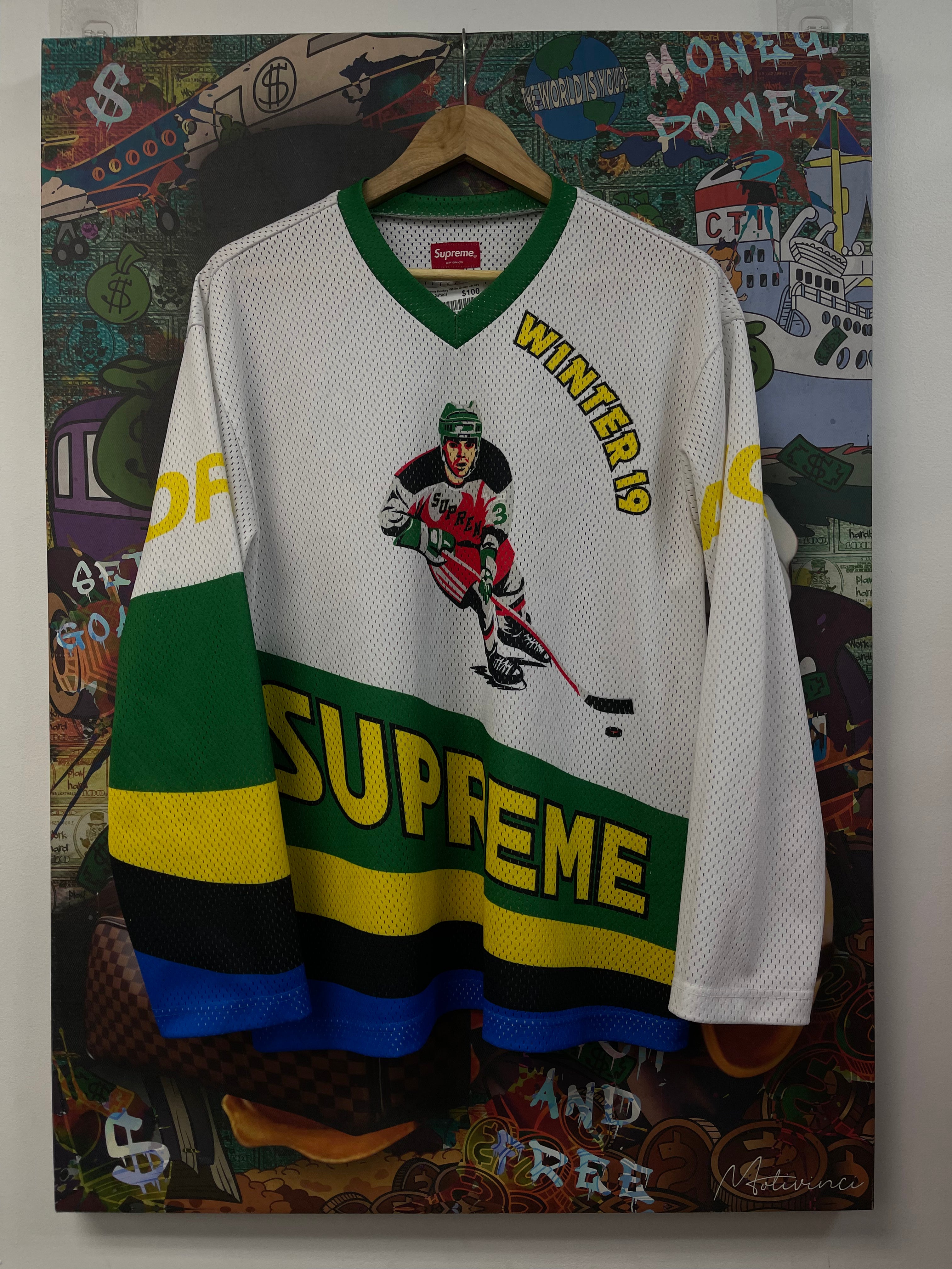 Supreme Hockey White Green Jersey