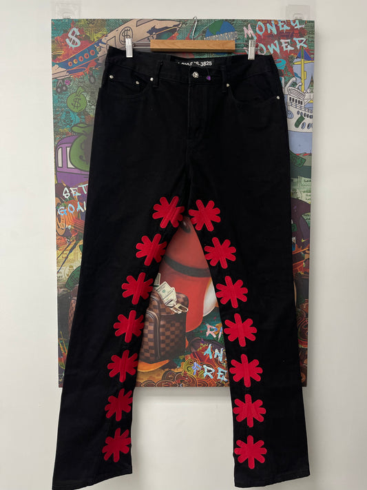 LOSTSHDWS Black Red Denim Jeans  Used