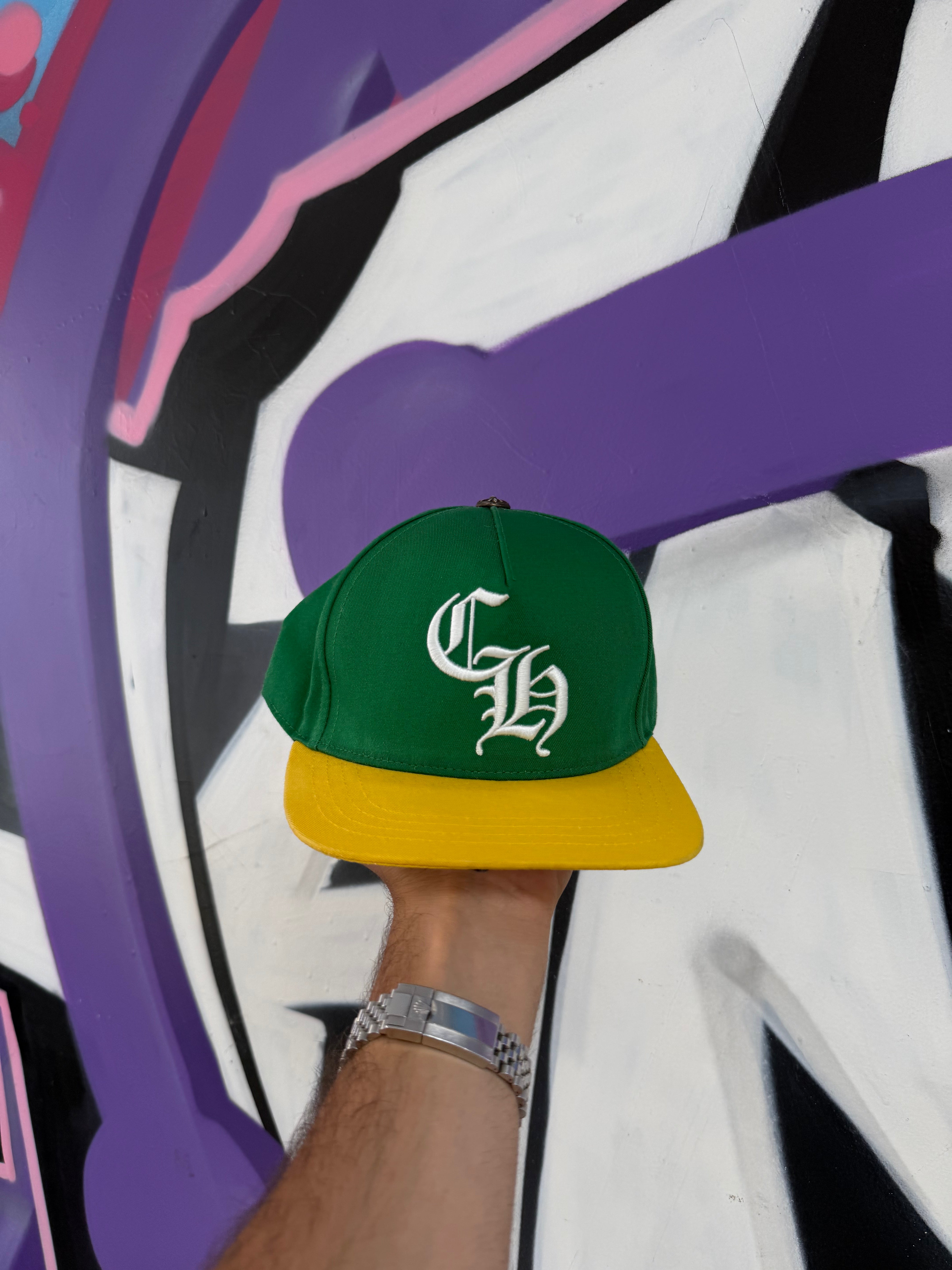 Chrome  Hearts Green Yellow CH Baseball Hat