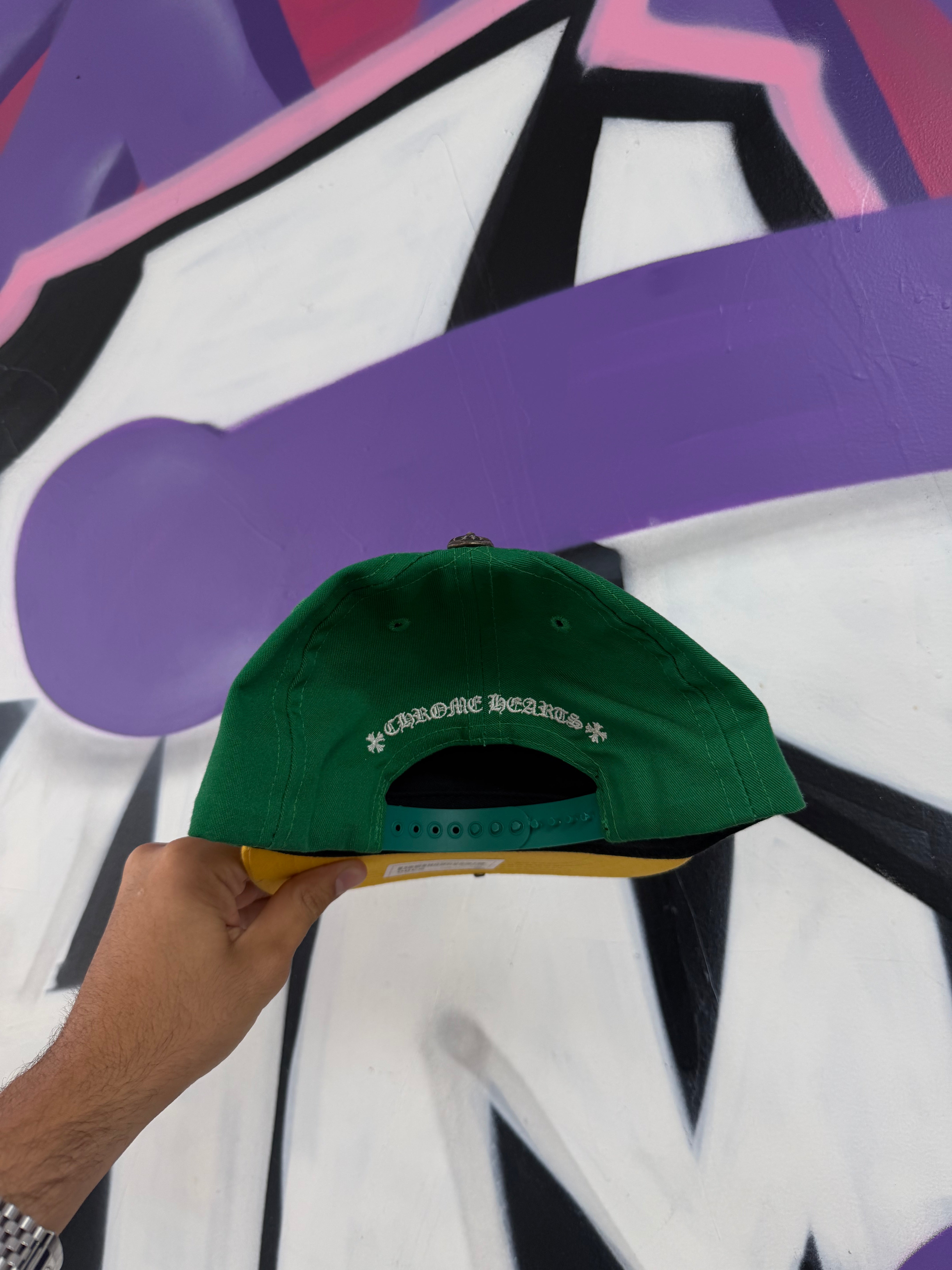 Chrome  Hearts Green Yellow CH Baseball Hat
