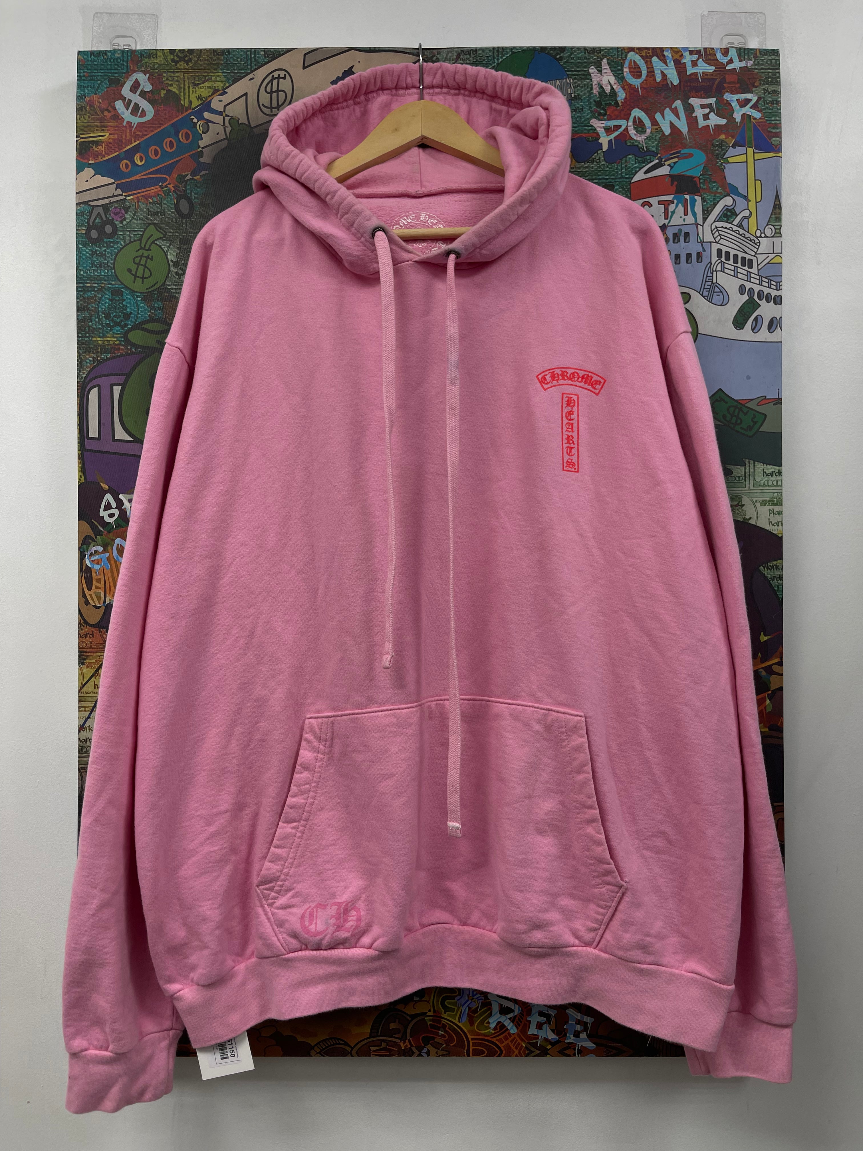 Chrome  Hearts Pink Red T Bar Shoulder Logo Hoodie