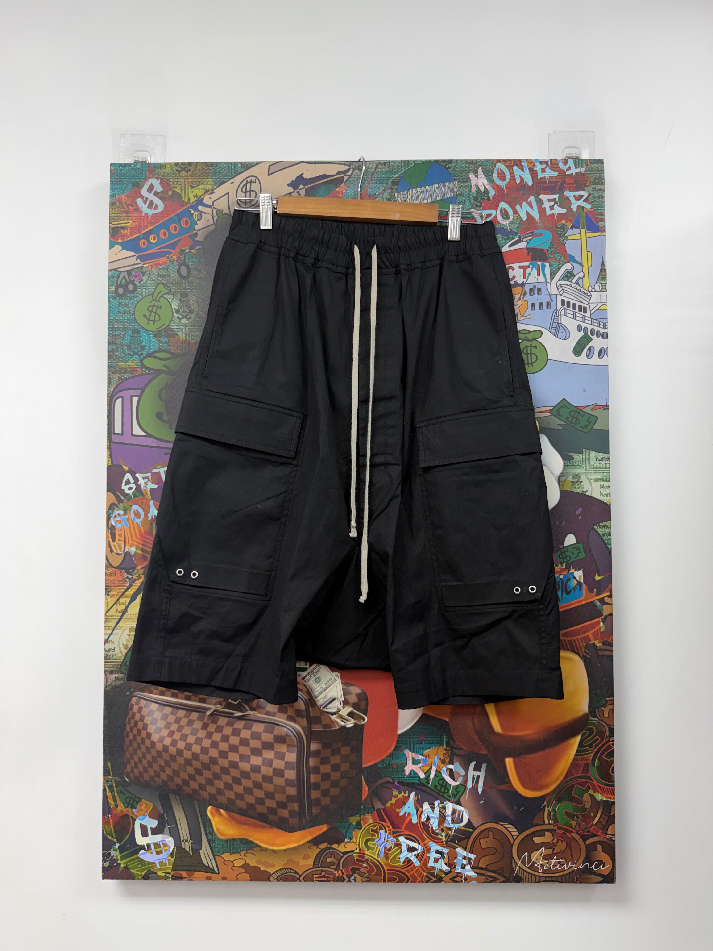 Rick Owens Black Cargo Pod (48) Shorts