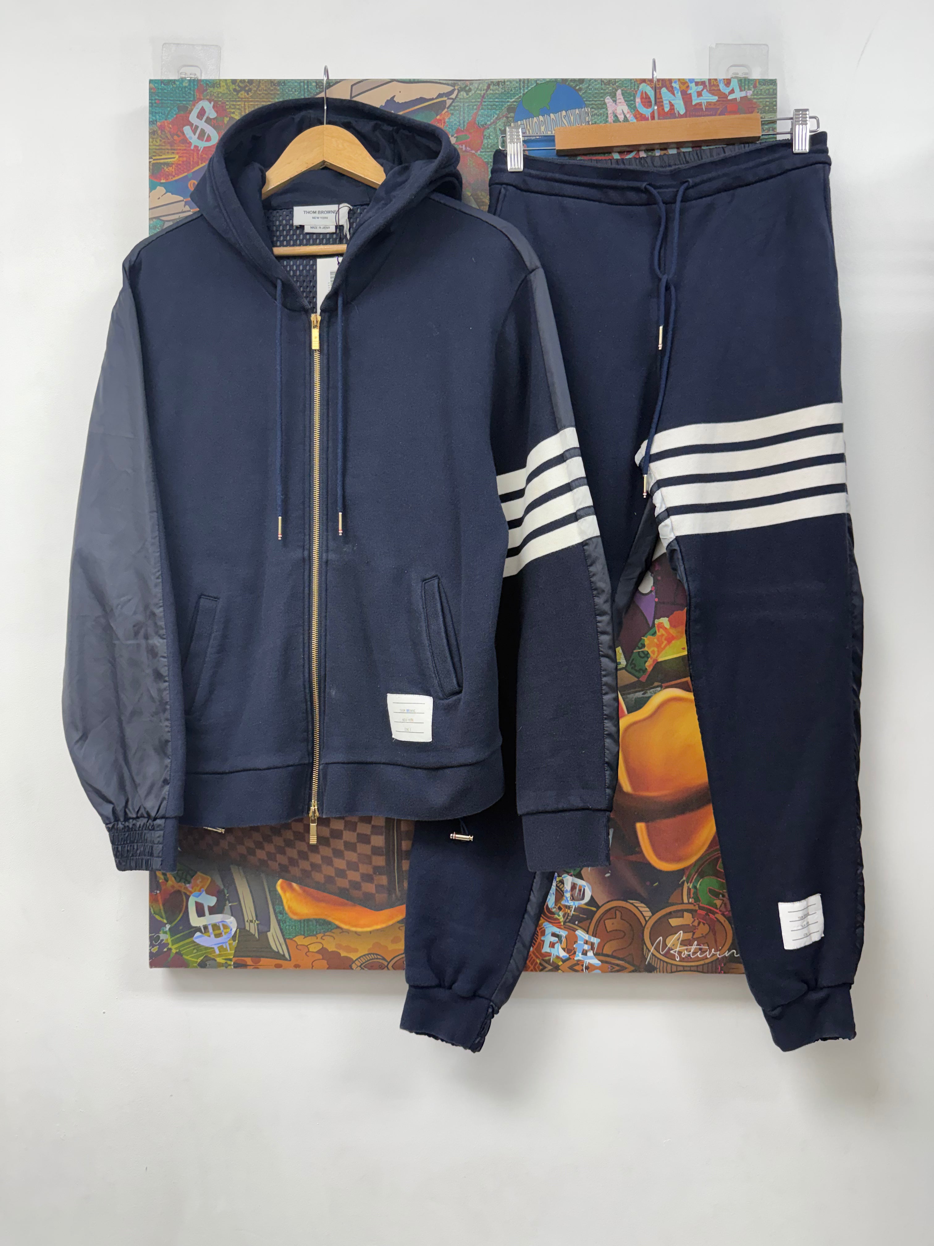 Thom Browne Navy White Nylon (Fits Medium) Sweatsuit