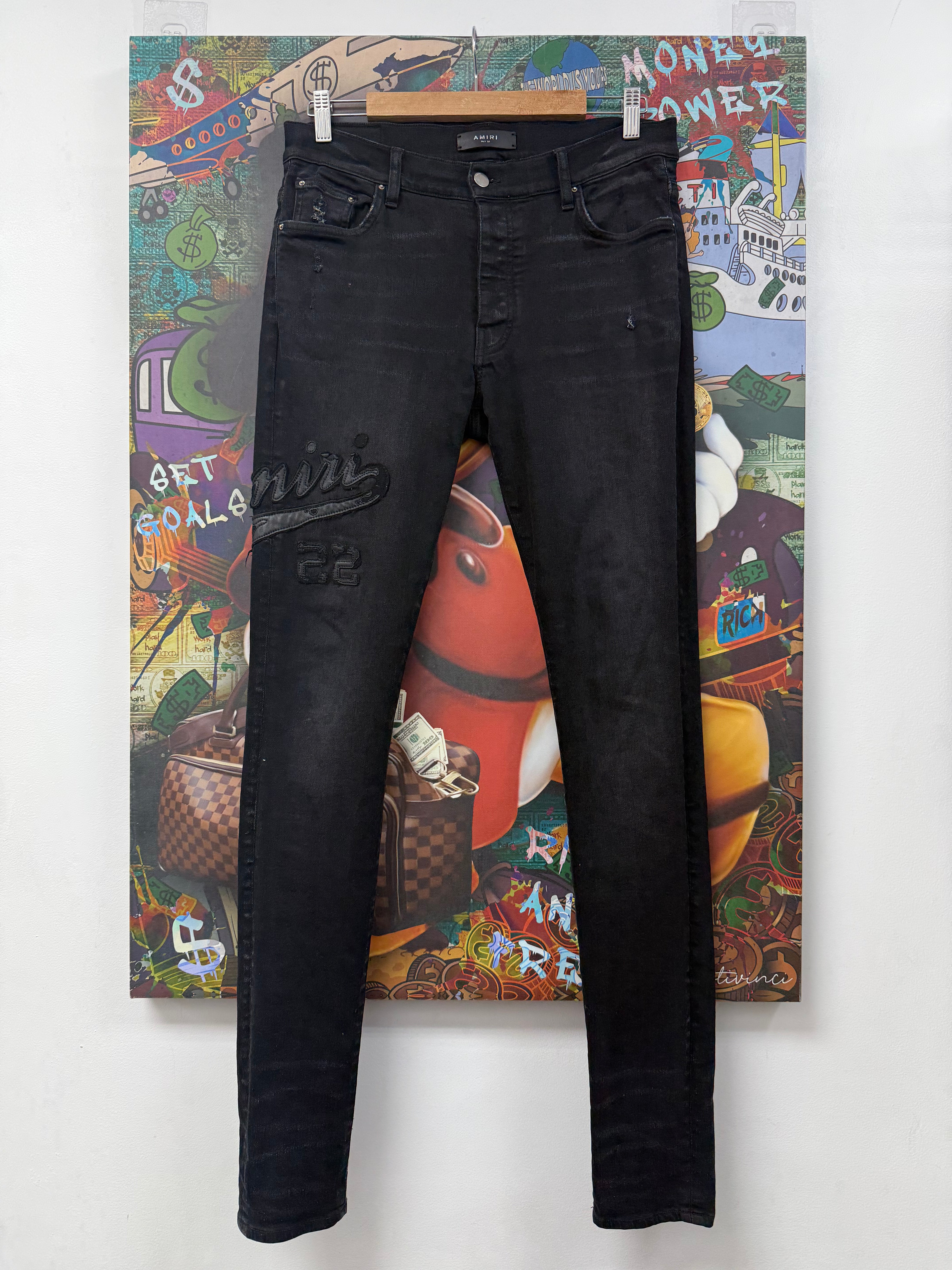 Amiri Black Wash Tonal 22 Patch Jeans