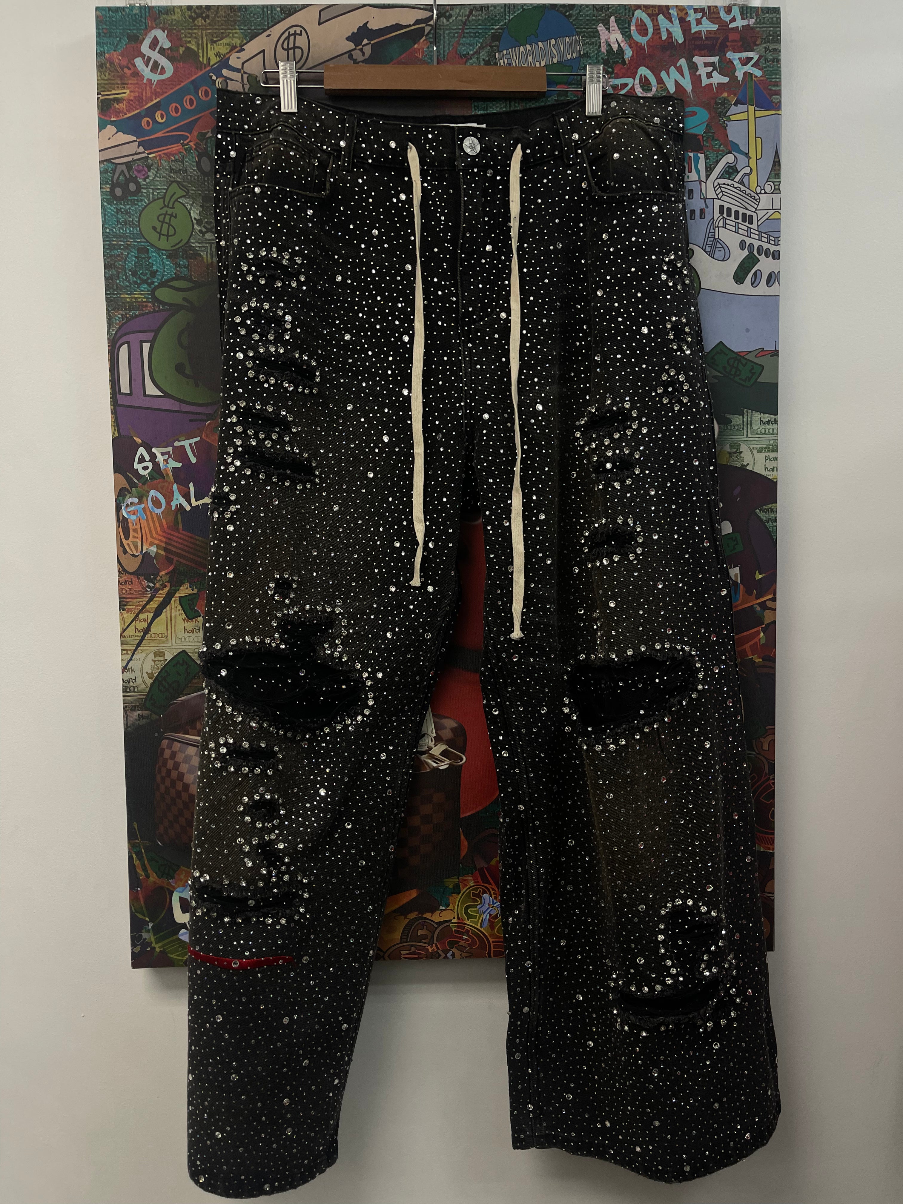 Vale Black Rhinestone Jean