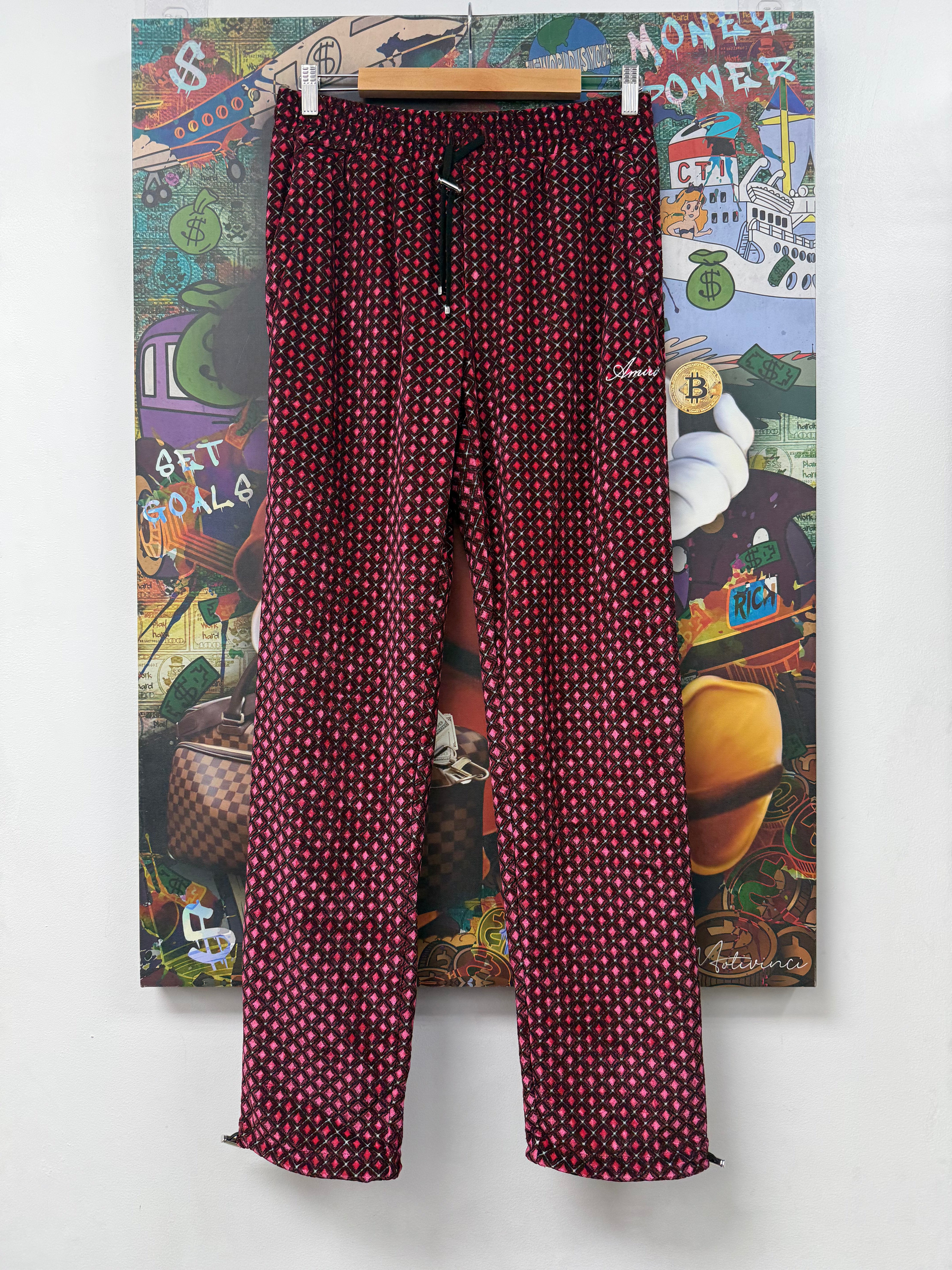 Amiri Red Velvet Track Pants