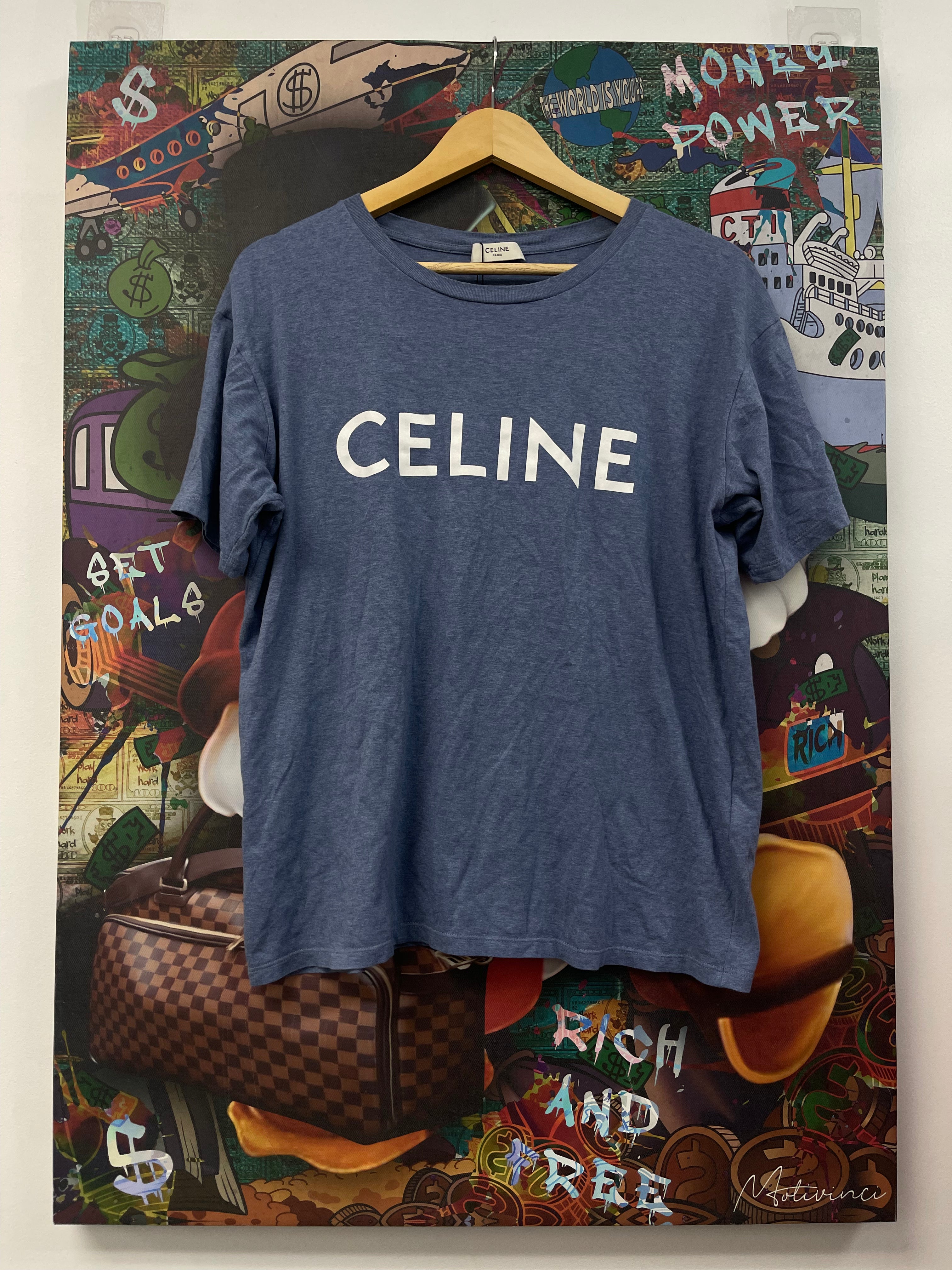 Celine Powder Blue White Tee