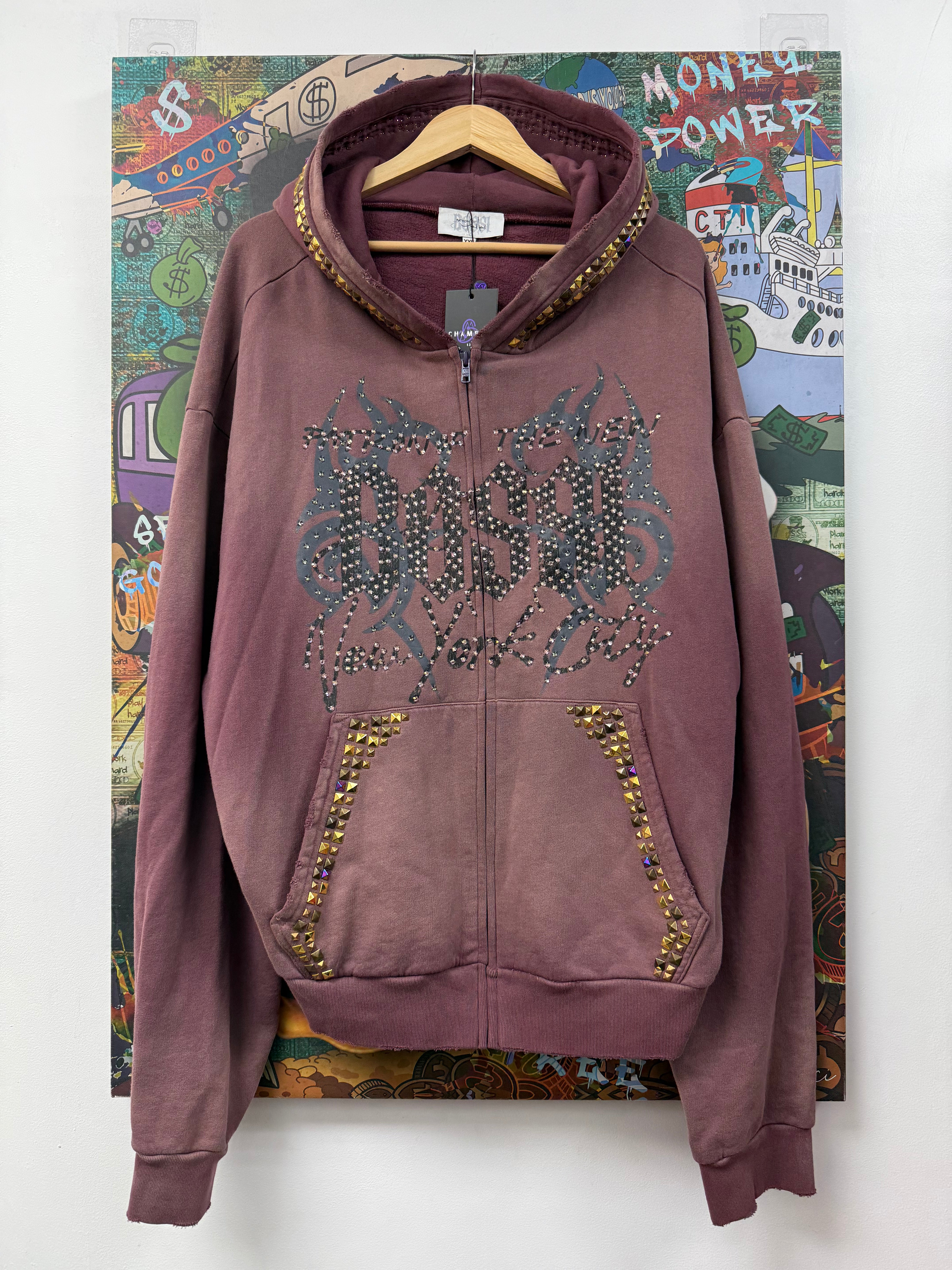 Bossi Burgundy Studded Logo Hoodie