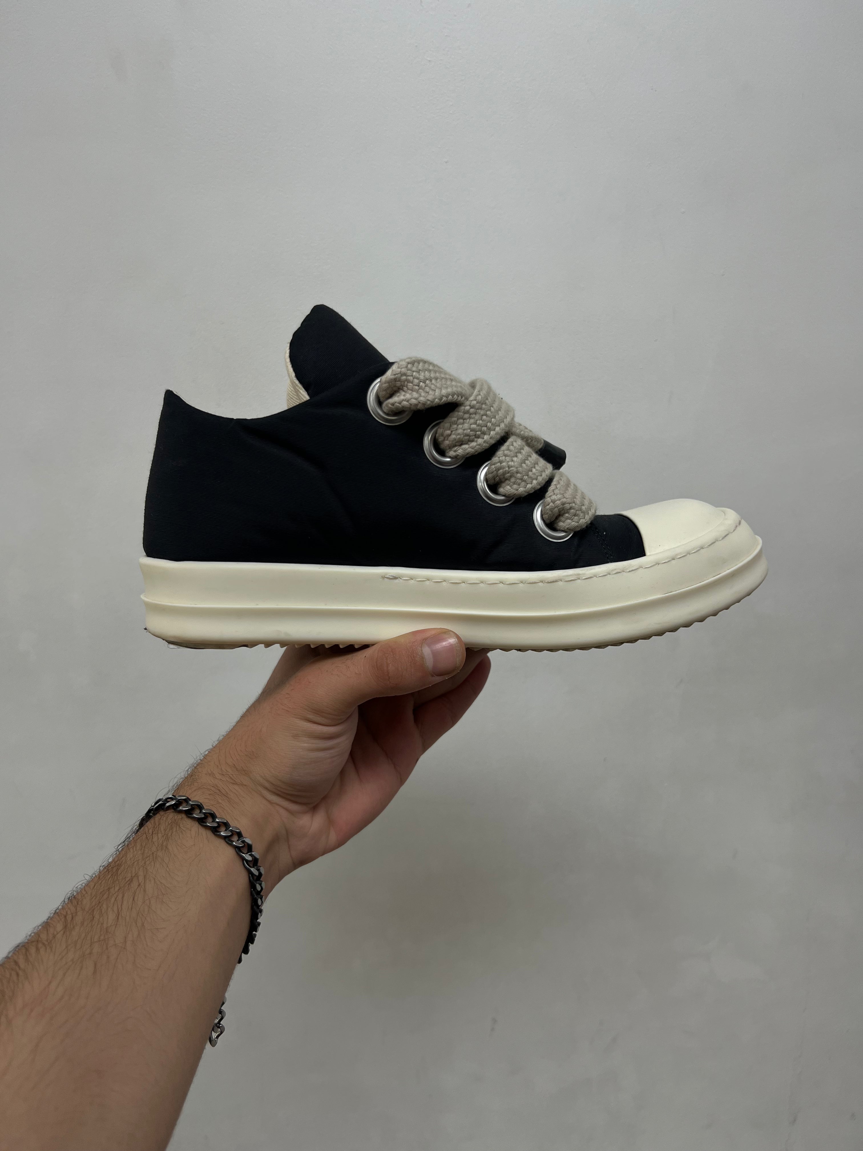 Rick Owens Black Milk Padded Jumbo Lace Ramone Low Sneakers