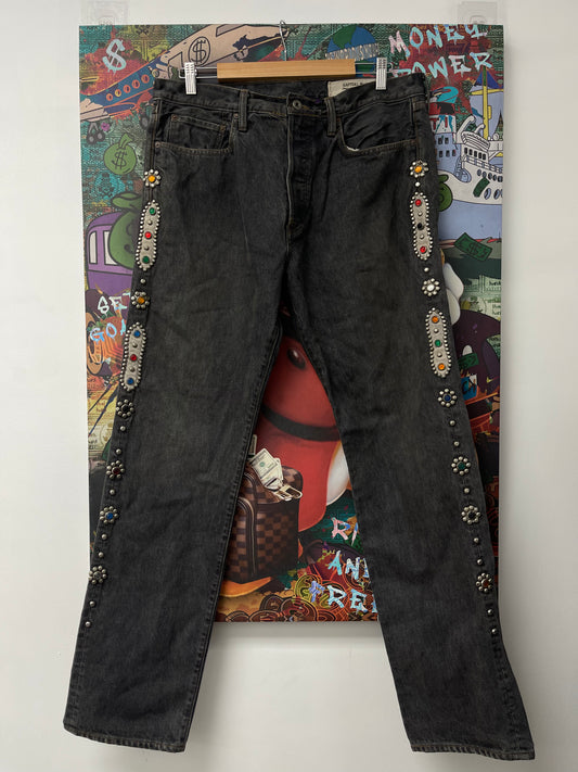 Kapital Gem Studded Denim Grey Wash Used