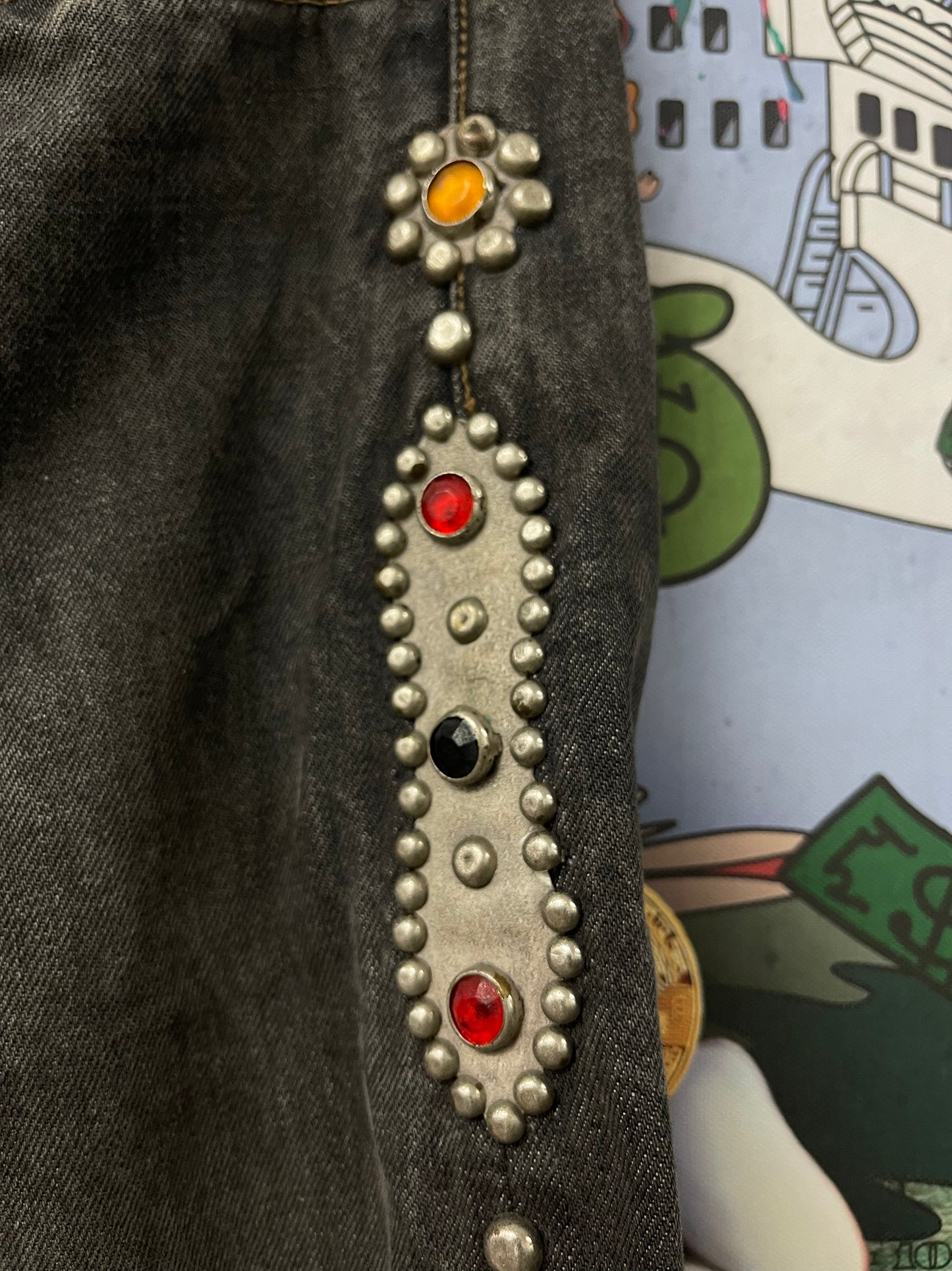 Kapital Gem Studded Denim Grey Wash Used
