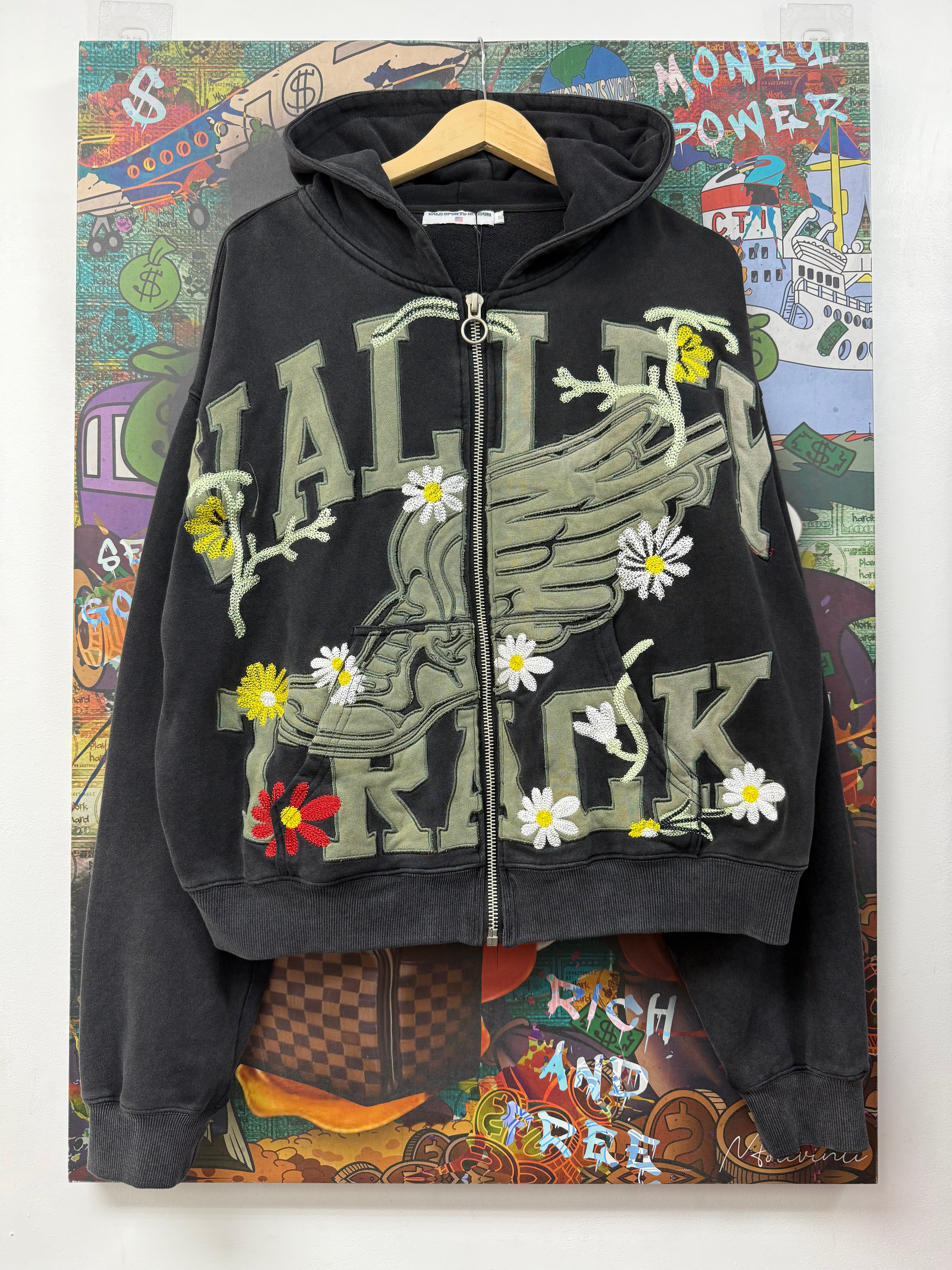 Vale Black Wash Midnight Garden Hoodie