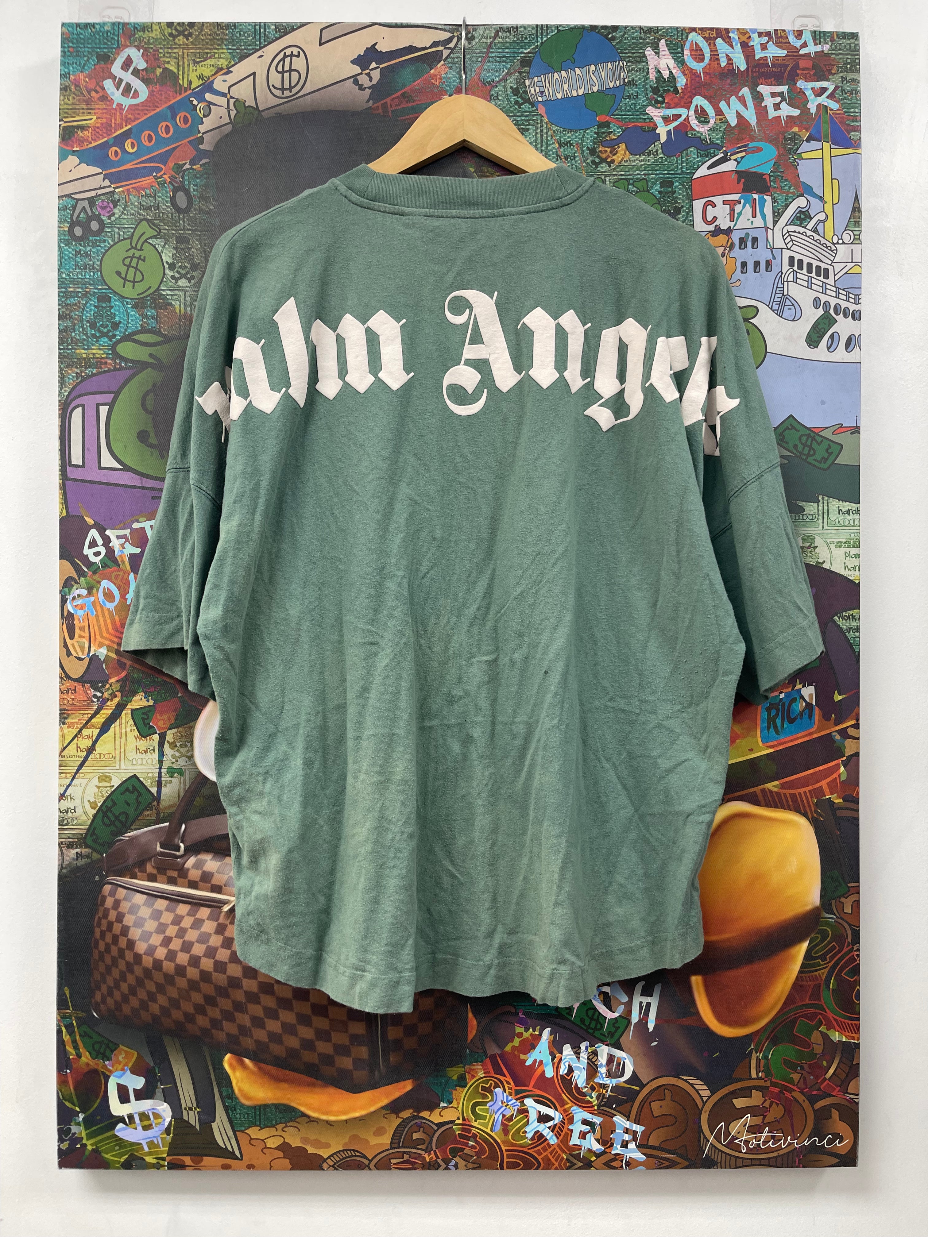 Palm Angels Green White Oversized Tee