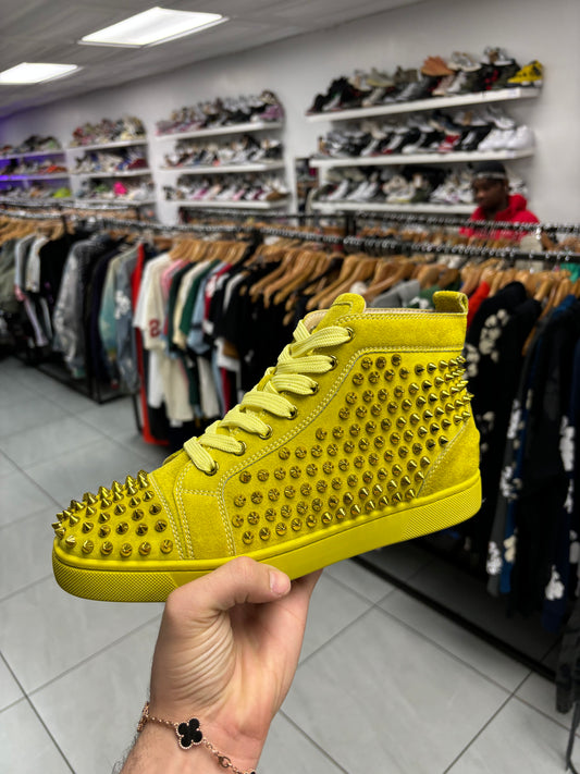 Louboutin Spiked Sneaker Hi Yellow Used 41 (US 8) No Box