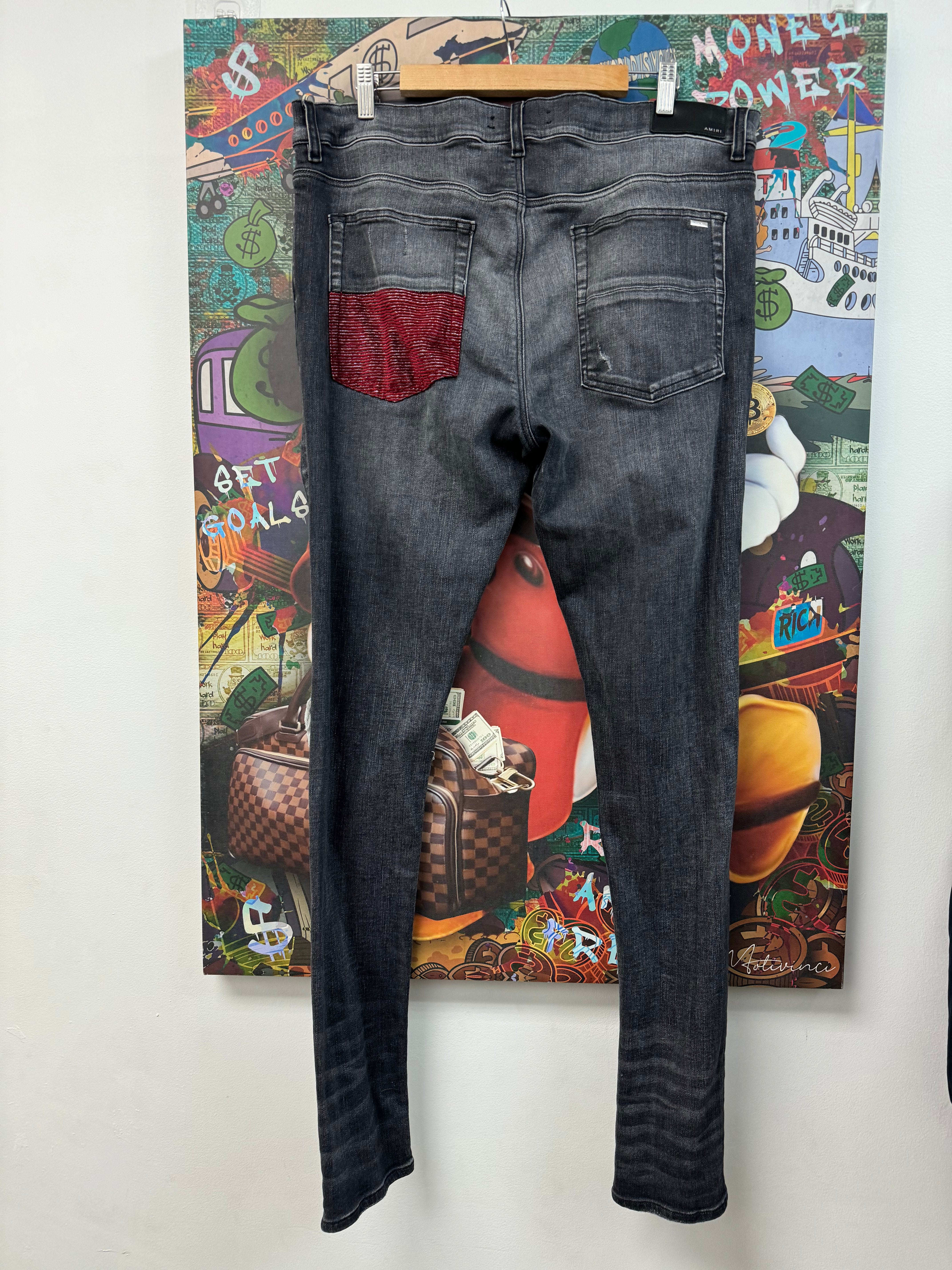 Amri MX1 Grey Red Patch Jean
