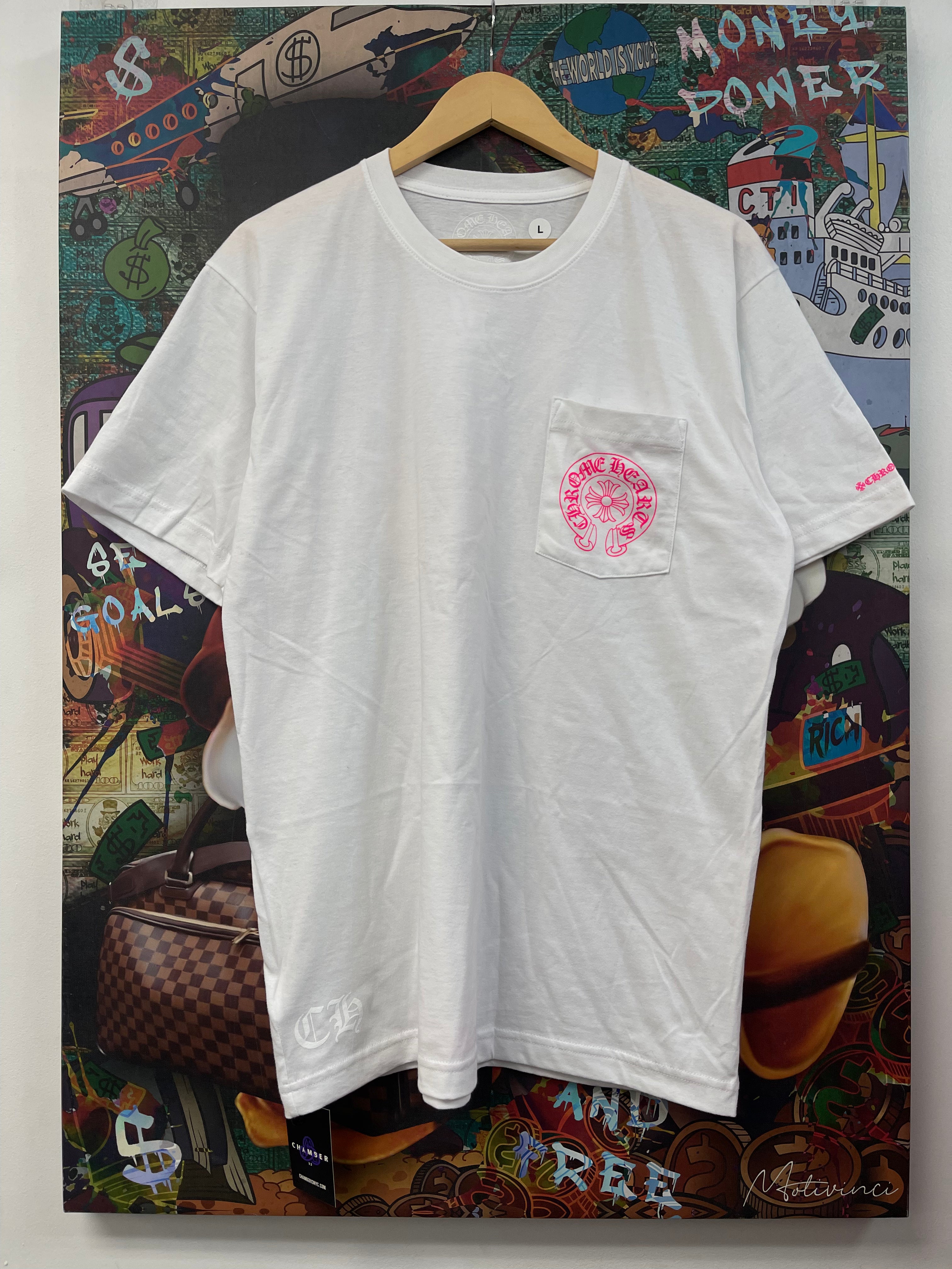 Chrome Hearts White Pink Horseshoe Tee
