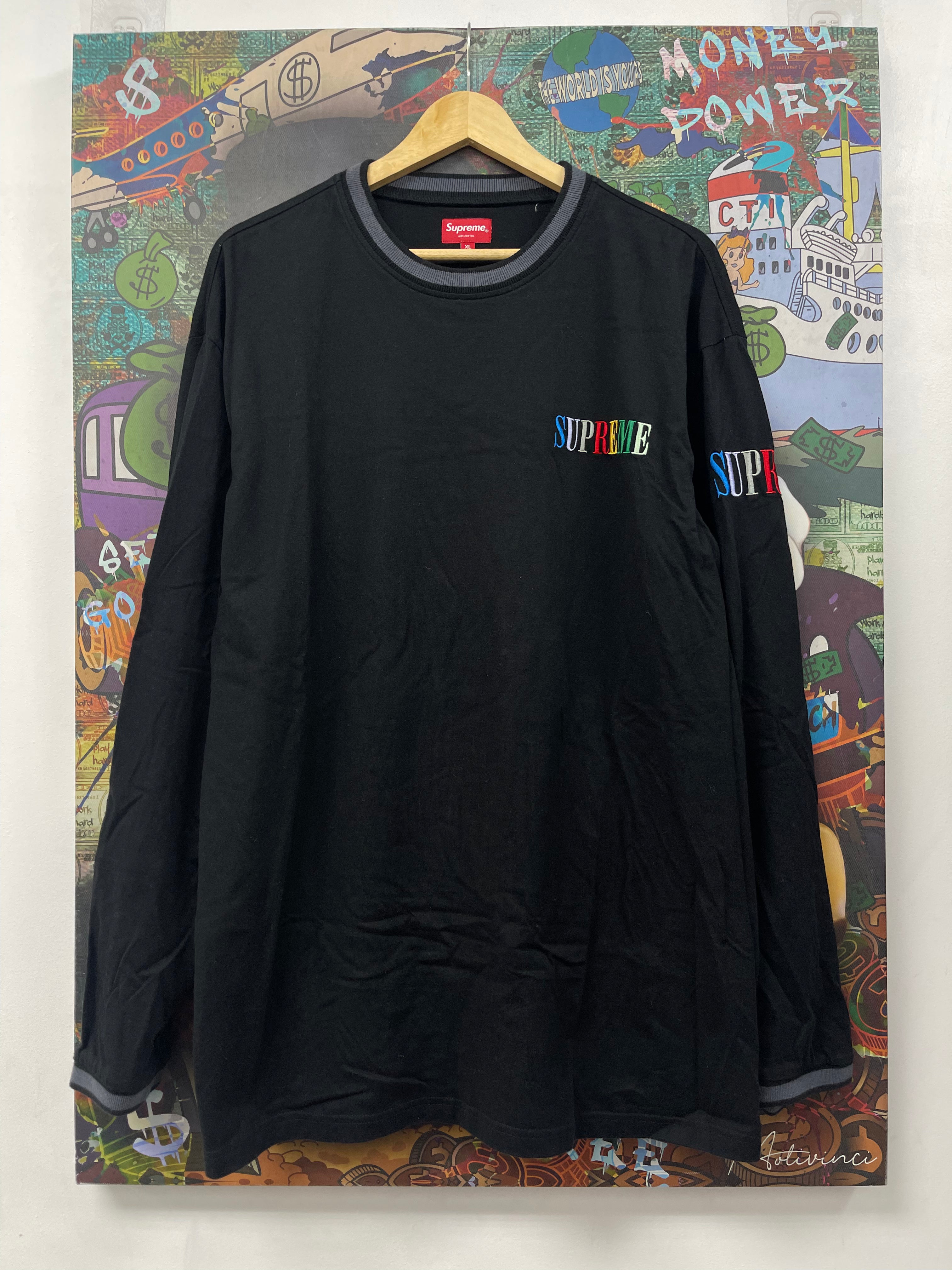 Supreme Black Multi Embroidered Long Sleeve