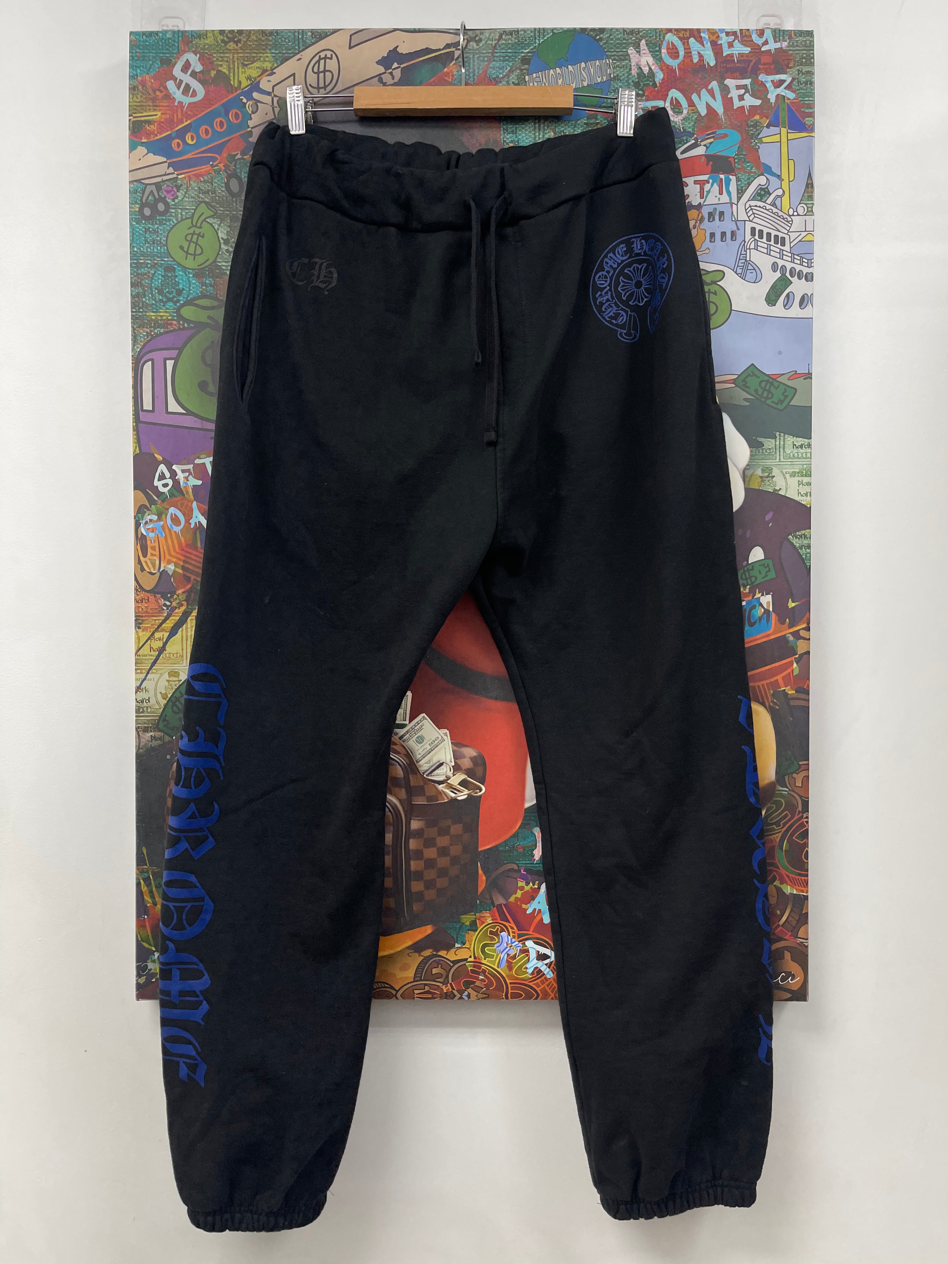 Chrome  Hearts Black Blue Horseshoe Sweats