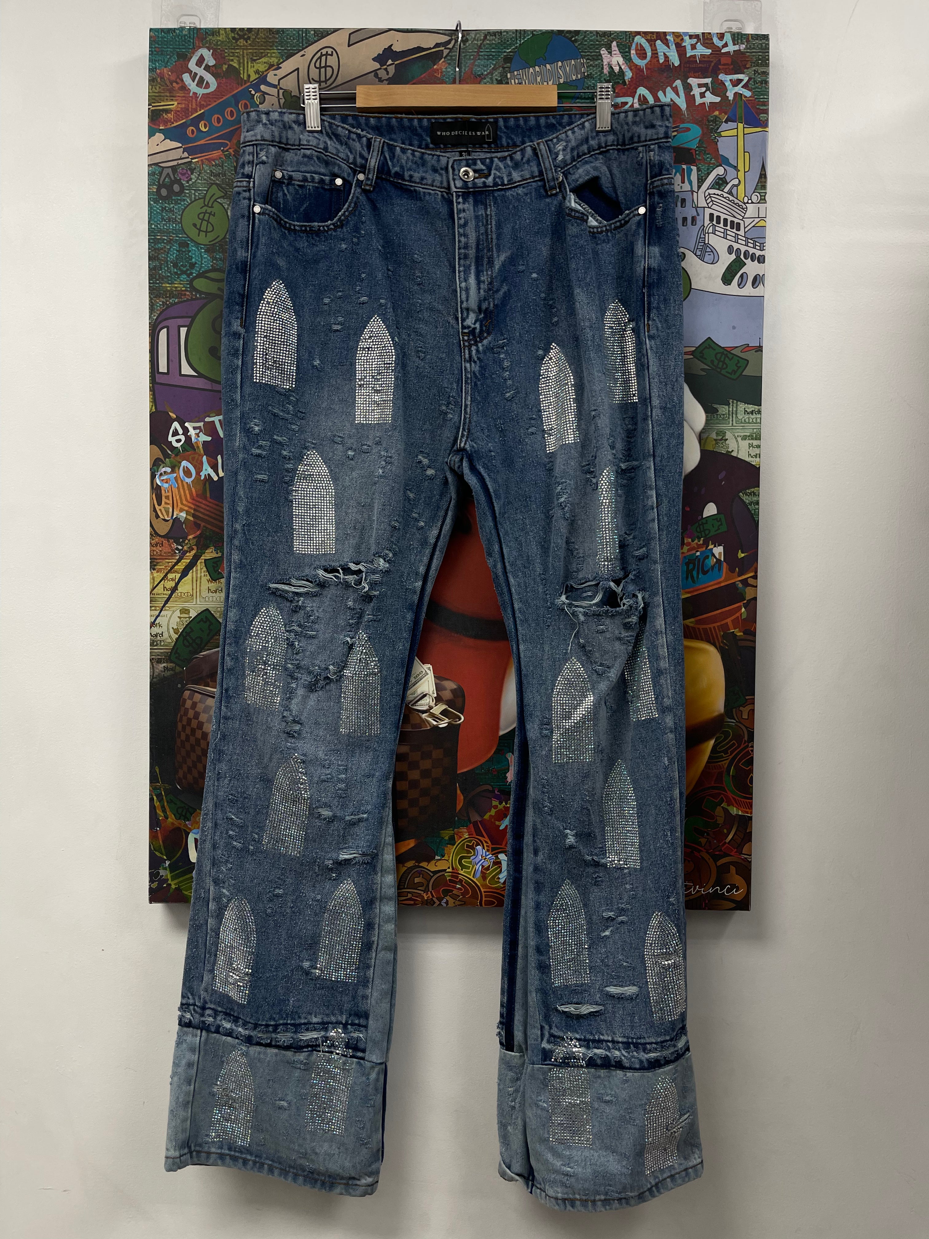 Who Decides War Dark Wash Cemetery Rhinestone Jeans
