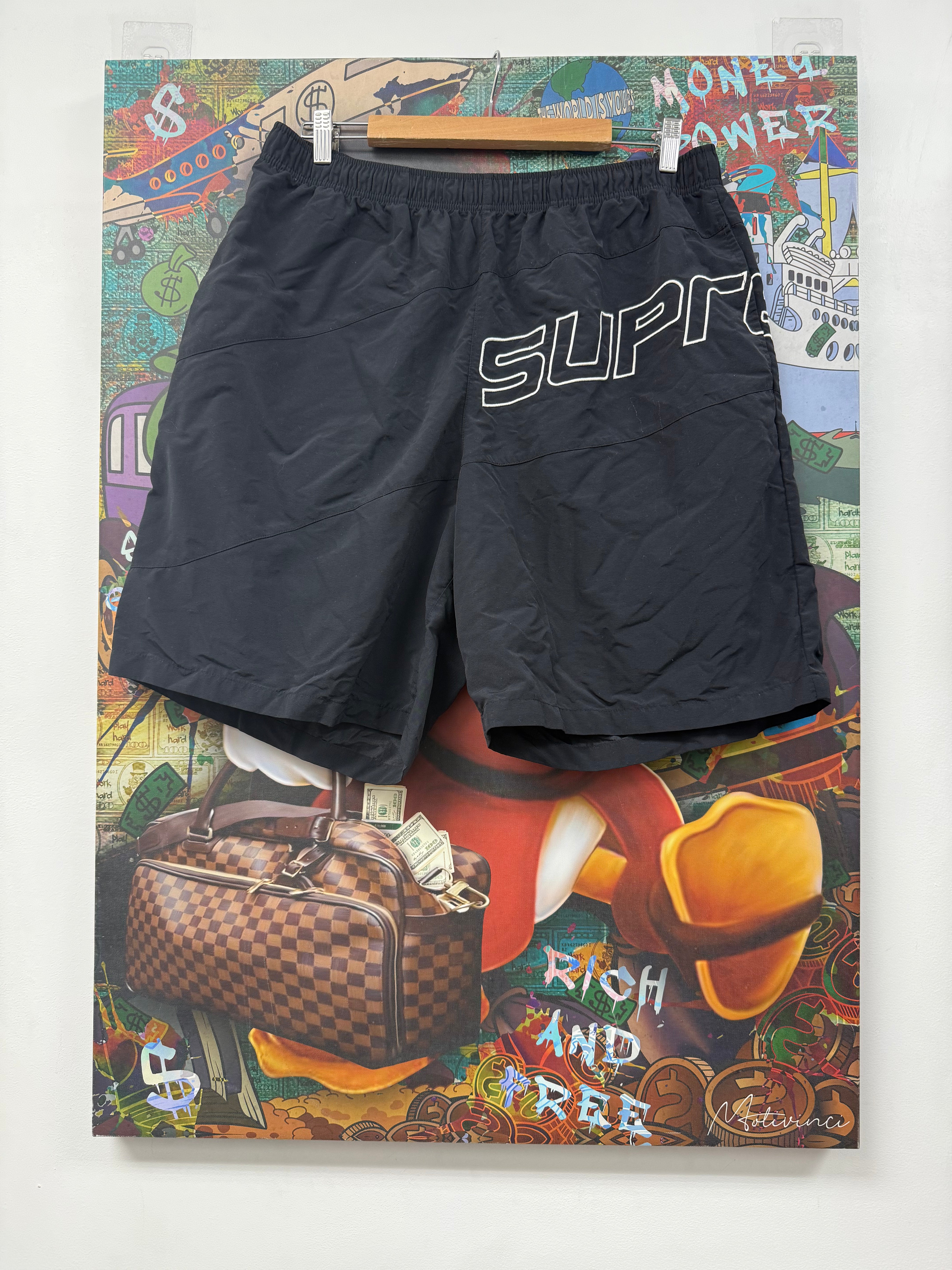 Supreme Black White Swim Trunks