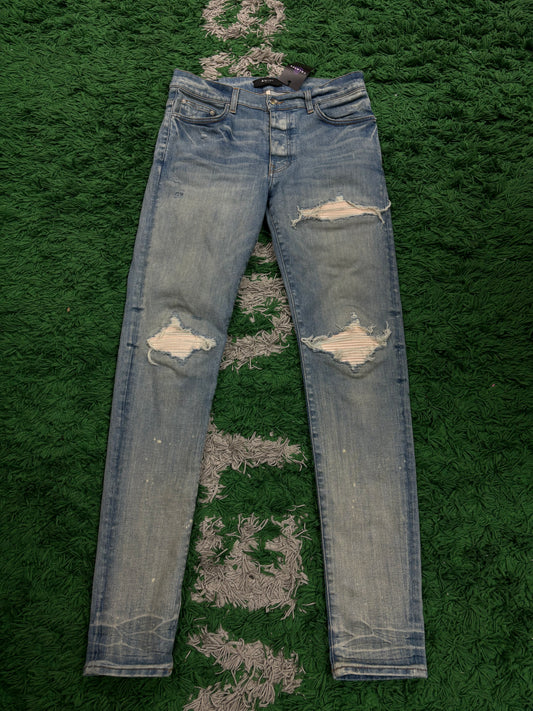 Amiri MX1 Light Wash White Patch Used 34