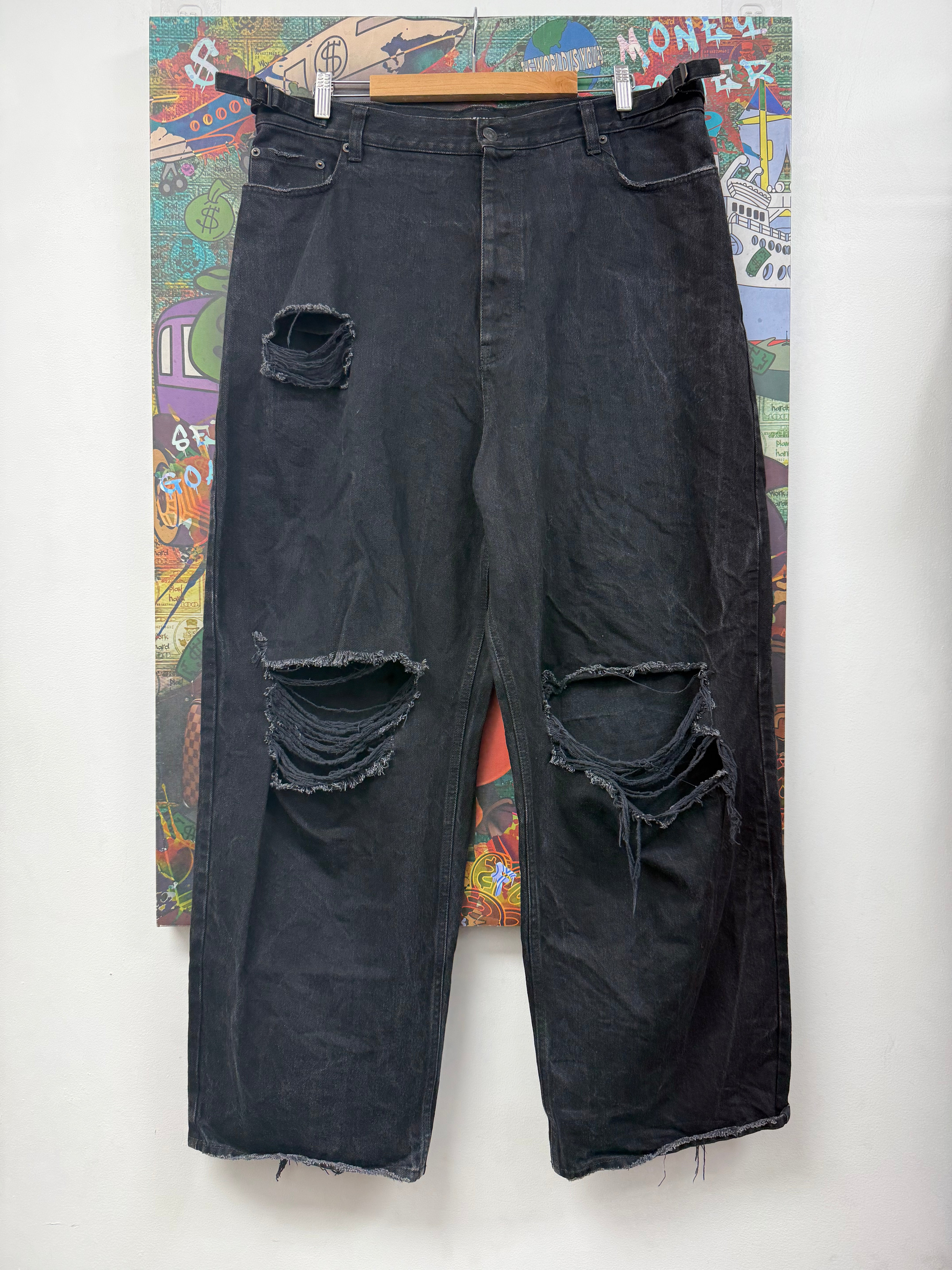Balenciaga Black Distressed Baggy Jeans