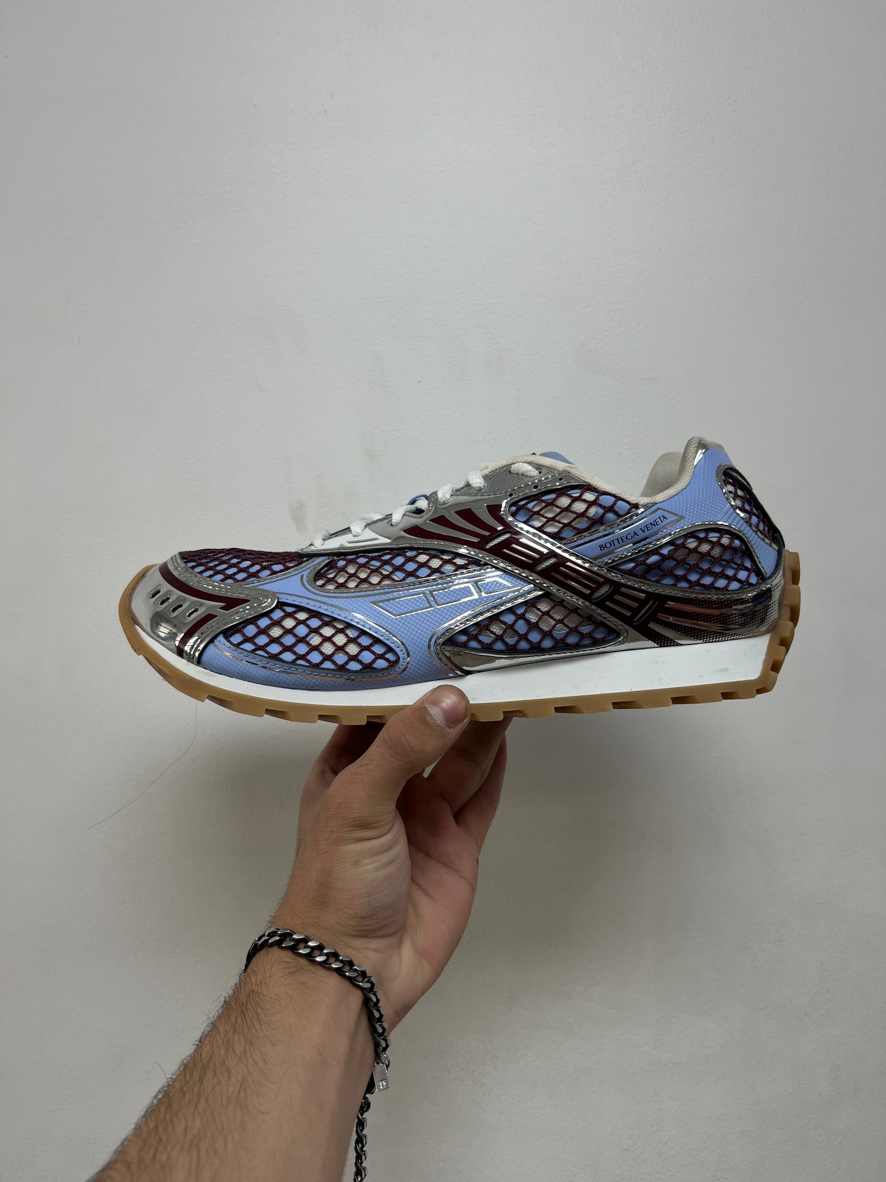 Bottega Veneta Baby Blue Burgundy Orbit Sneakers