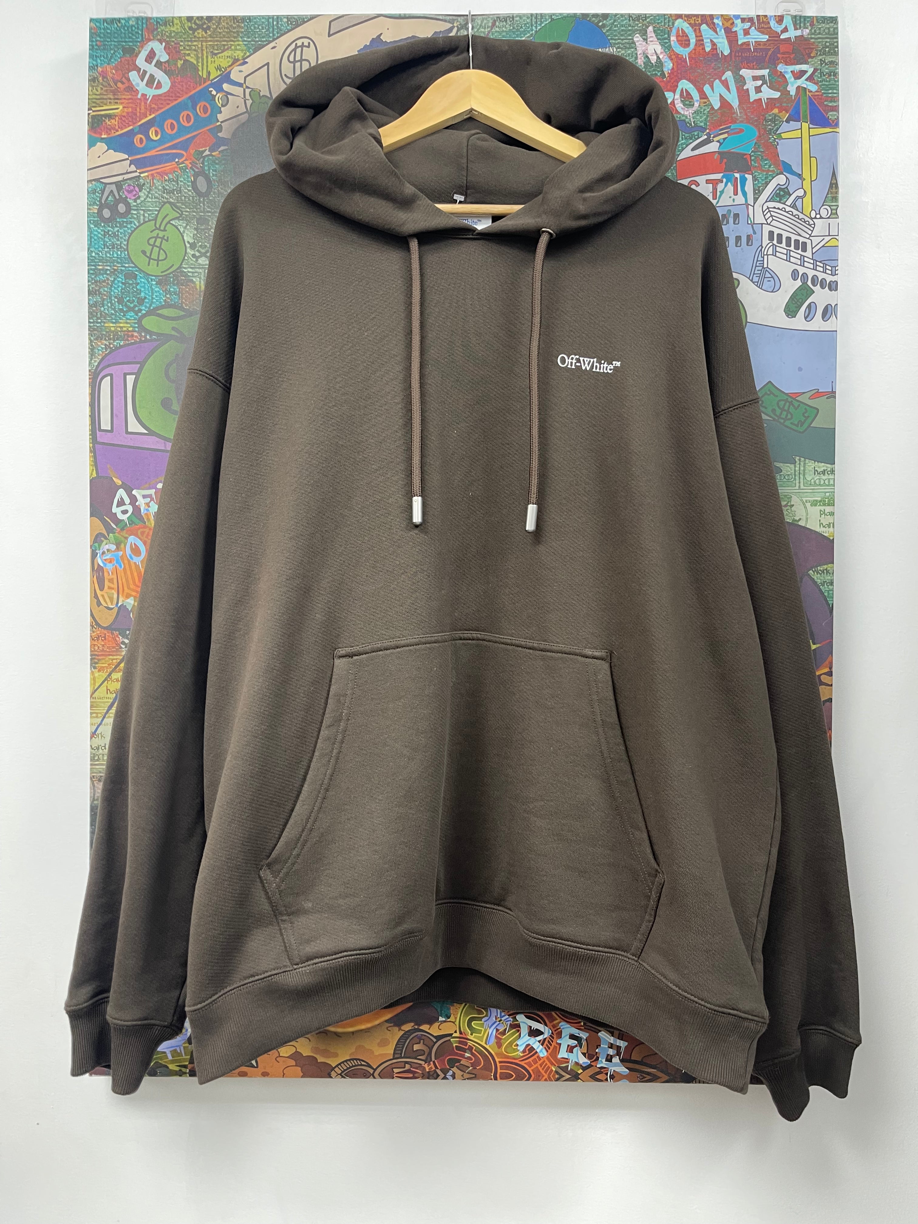 Off White Brown Logo Skate Hoodie