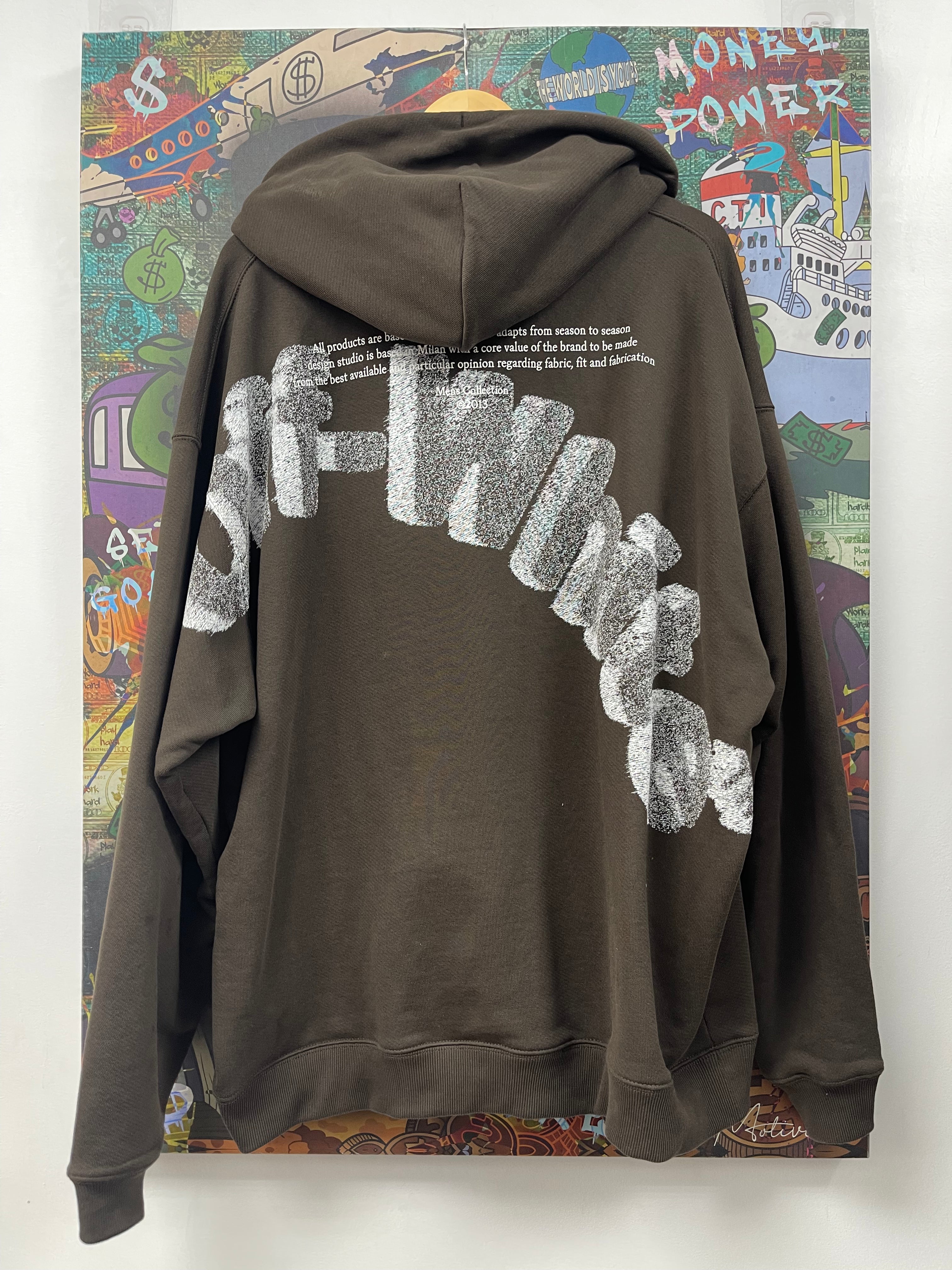 Off White Brown Logo Skate Hoodie