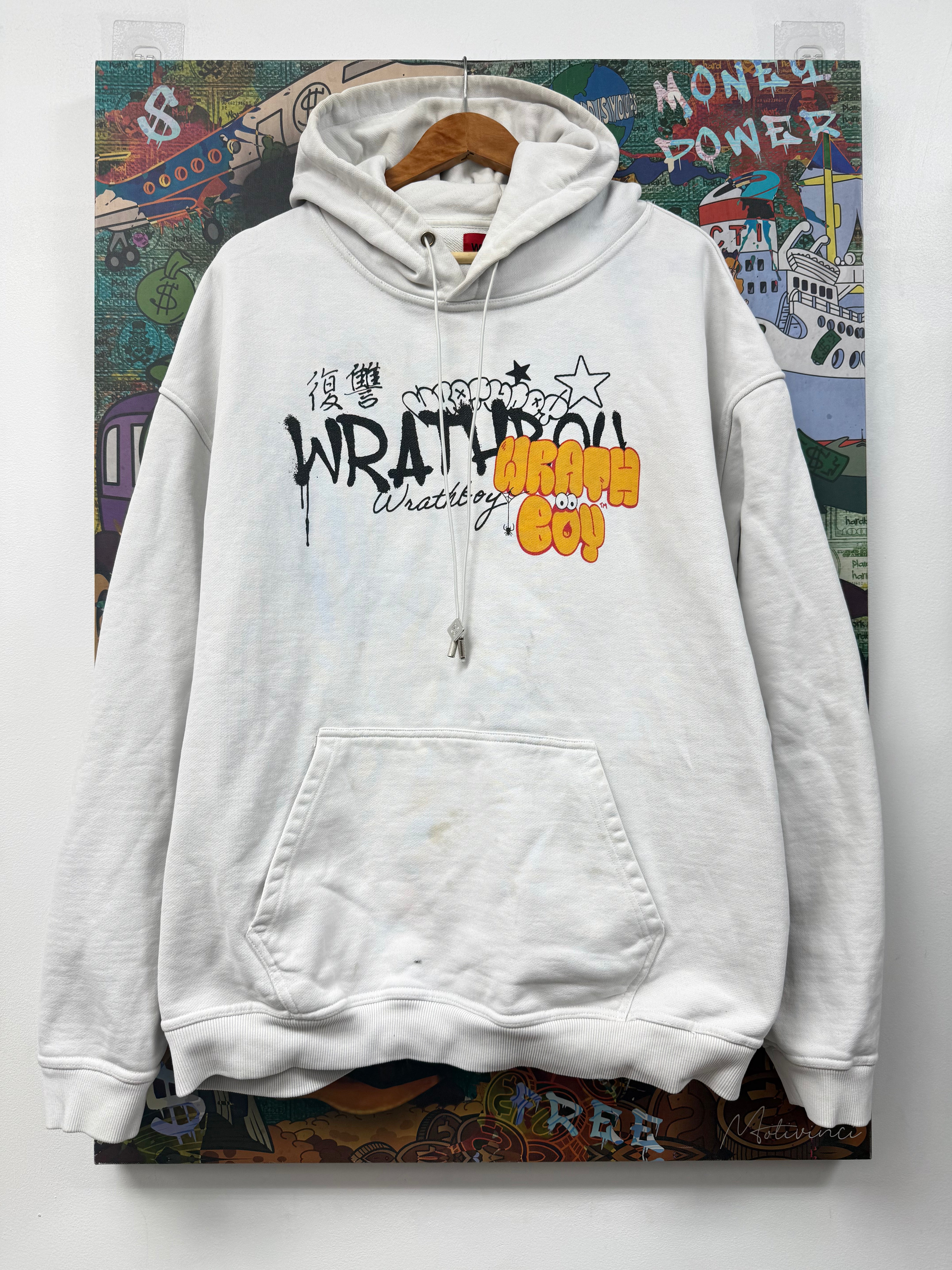 Wrathboy White Inked Up Graffiti Hoodie