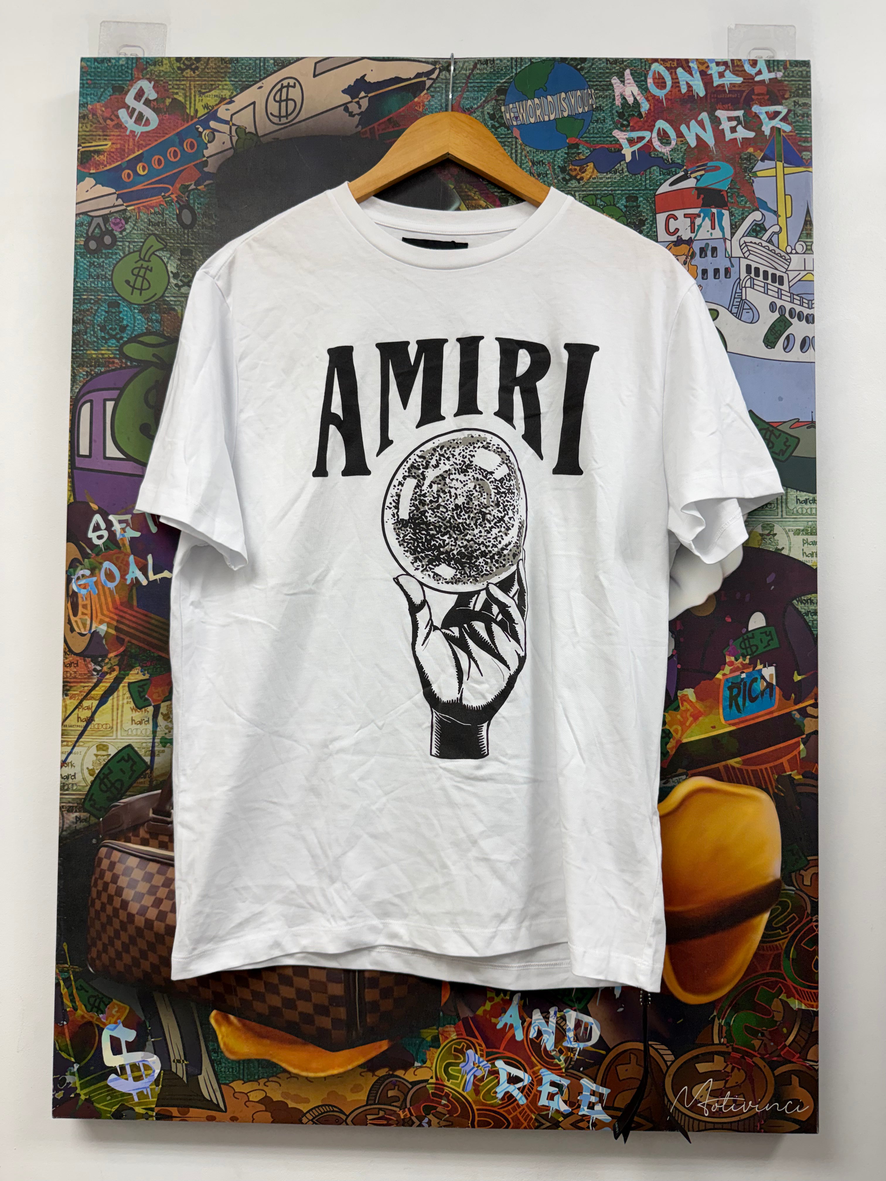 Amiri White Black Crystal Ball Tee