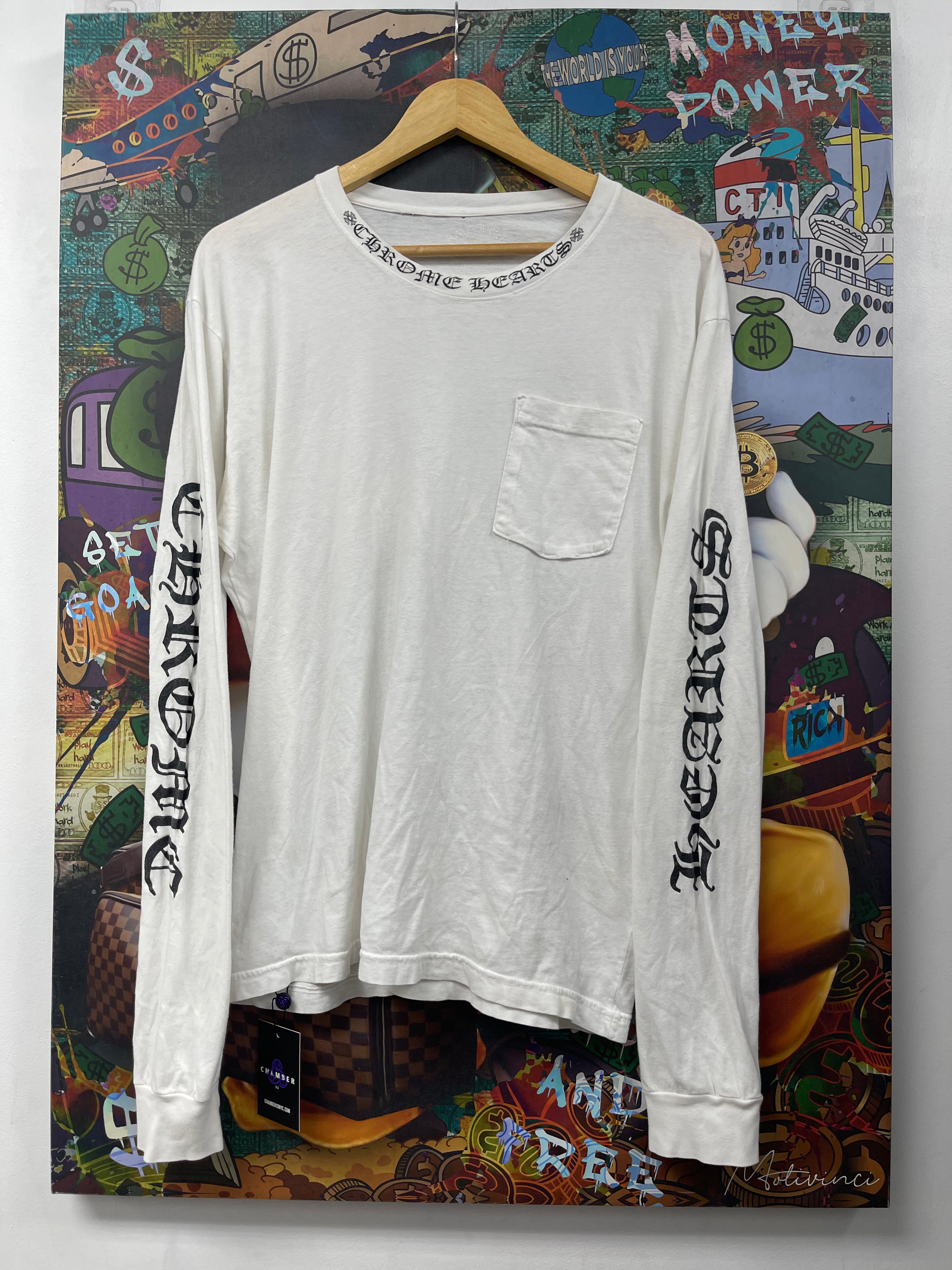 Chrome  Hearts White Black Neck Logo Long Sleeve