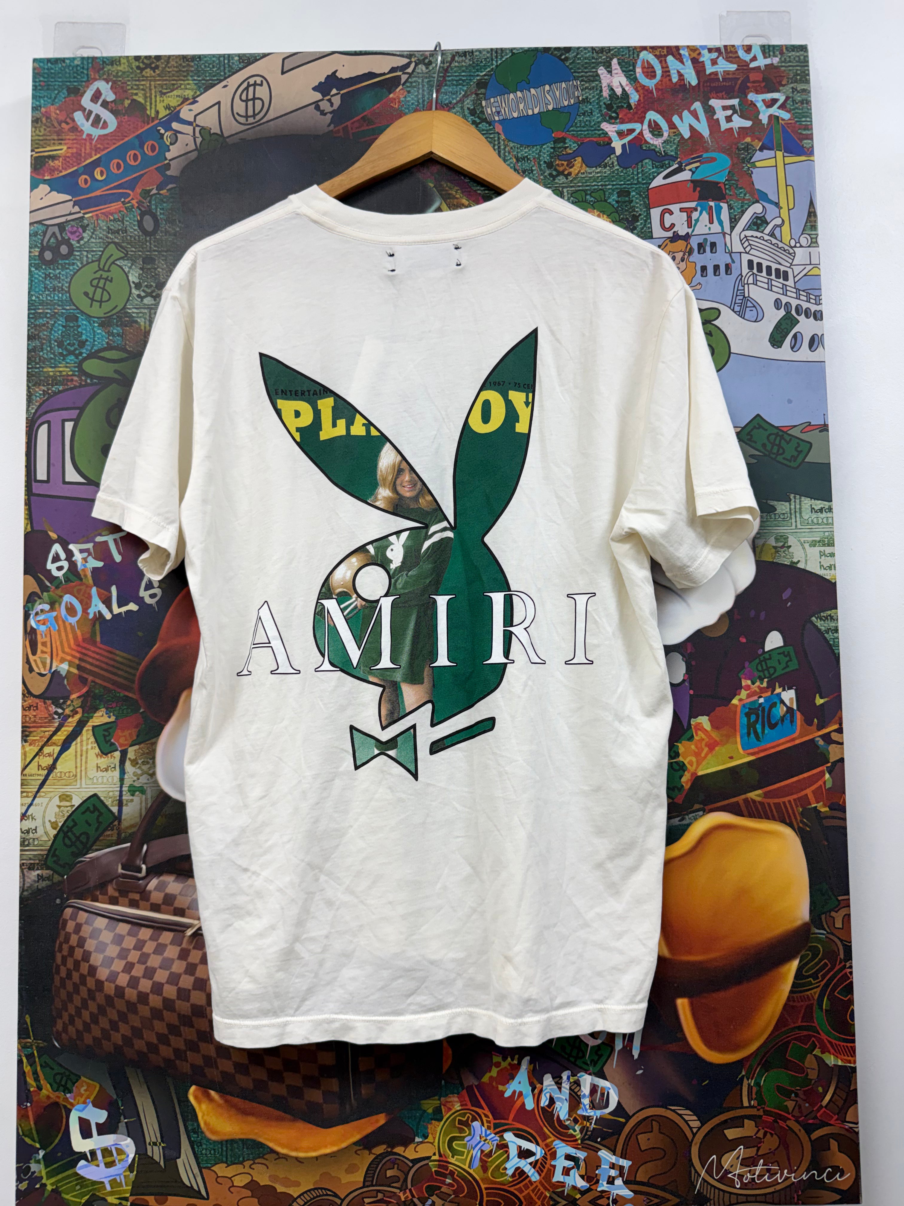 Amiri White Green Playboy Tee