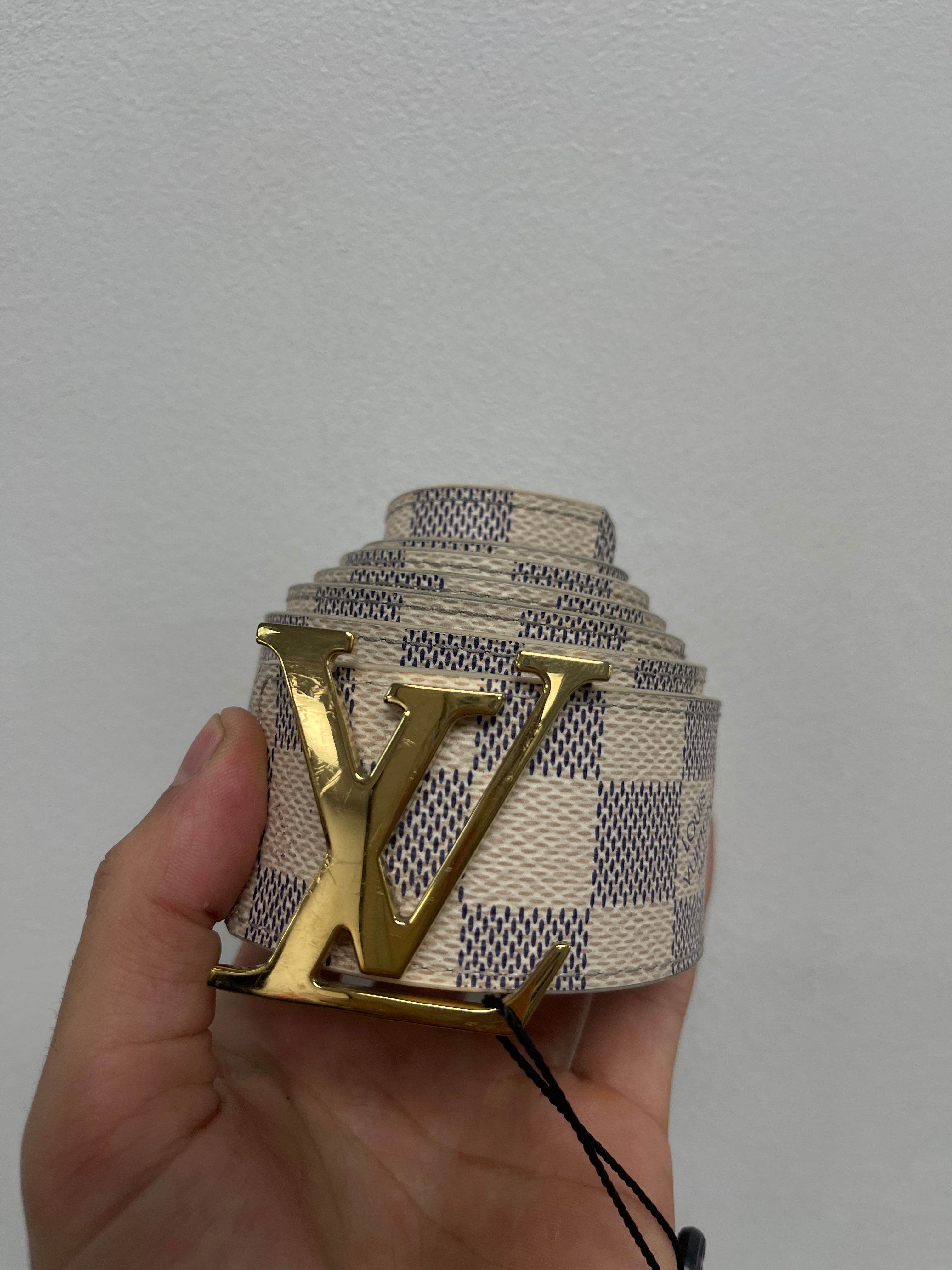 Louis Vuitton White Gold Damier Belt